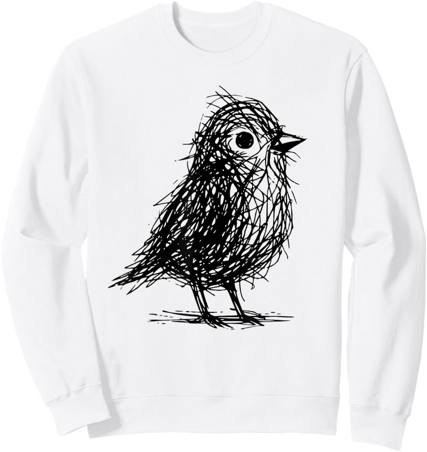 Minimal Line Art Minimalist Abstract Sketch Scribble Bird Sweatshirt - Sweatshirt | White