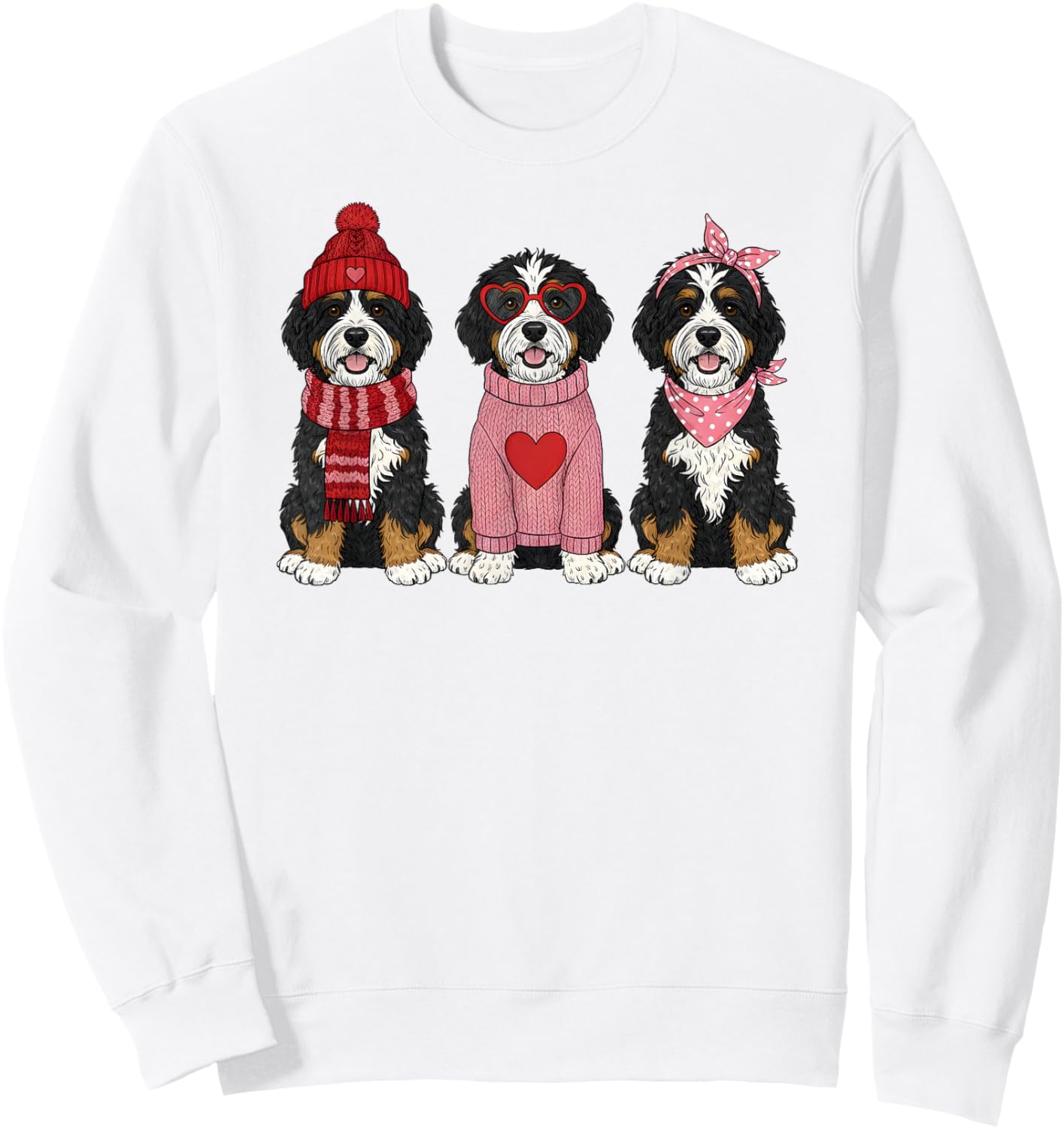 Cute Bernedoodle Valentine Doodle Dog Sweatshirt - Sweatshirt | White