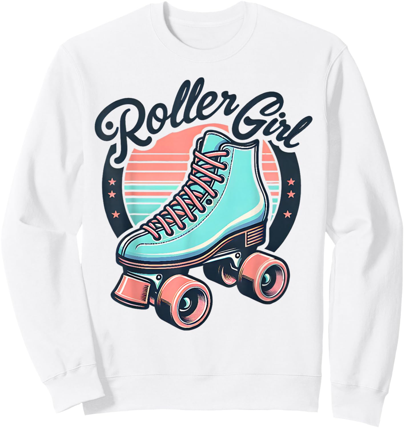 Roller Girl 80s 90s Retro Skates Skating Sweatshirt - Sweatshirt | White