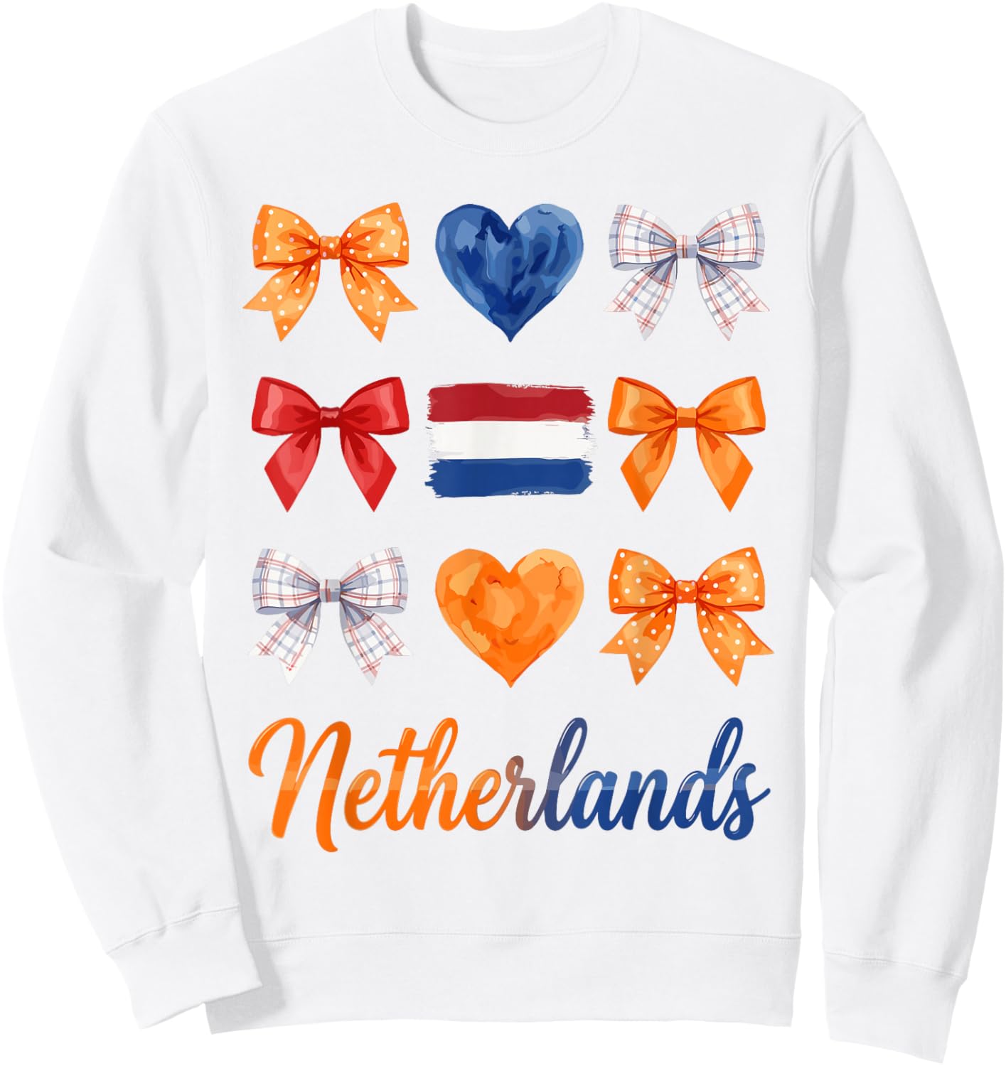 Coquette Bow Dutch Flag Netherlands Holland Cute Girls Sweatshirt - Sweatshirt | White