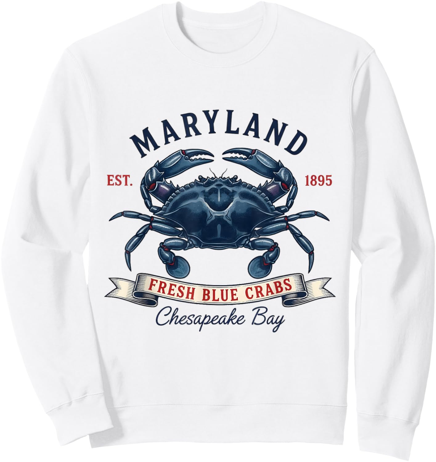 Maryland State Flag Crab Sweatshirt - Sweatshirt | White