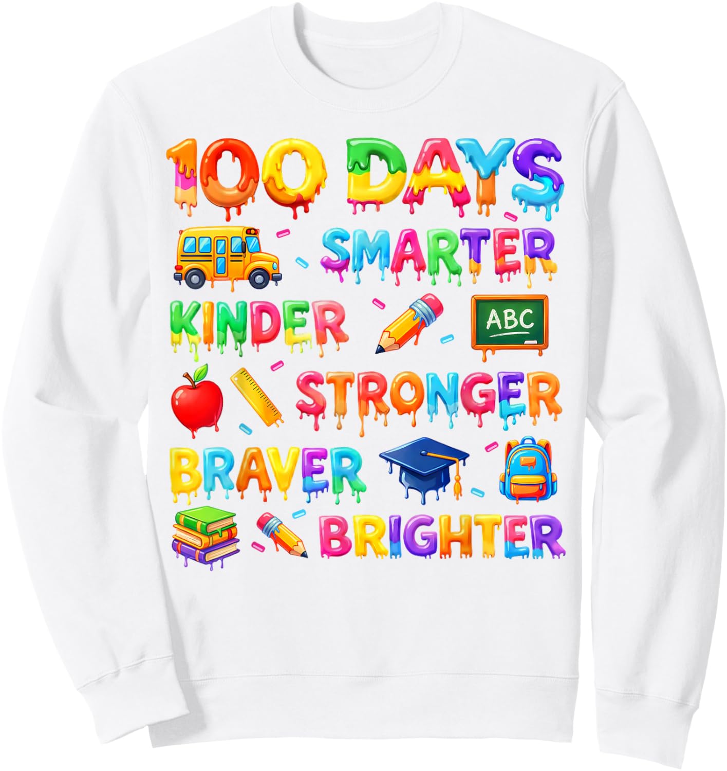 100 Days Smarter Kinder Ice Cream 100th Day of School Kids Sweatshirt - Sweatshirt | White