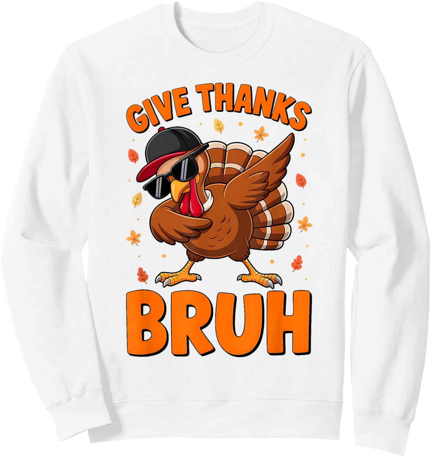 Bruh Thanksgiving Dabbing Turkey Pilgrim Costume Boys Kids Sweatshirt - Sweatshirt | White