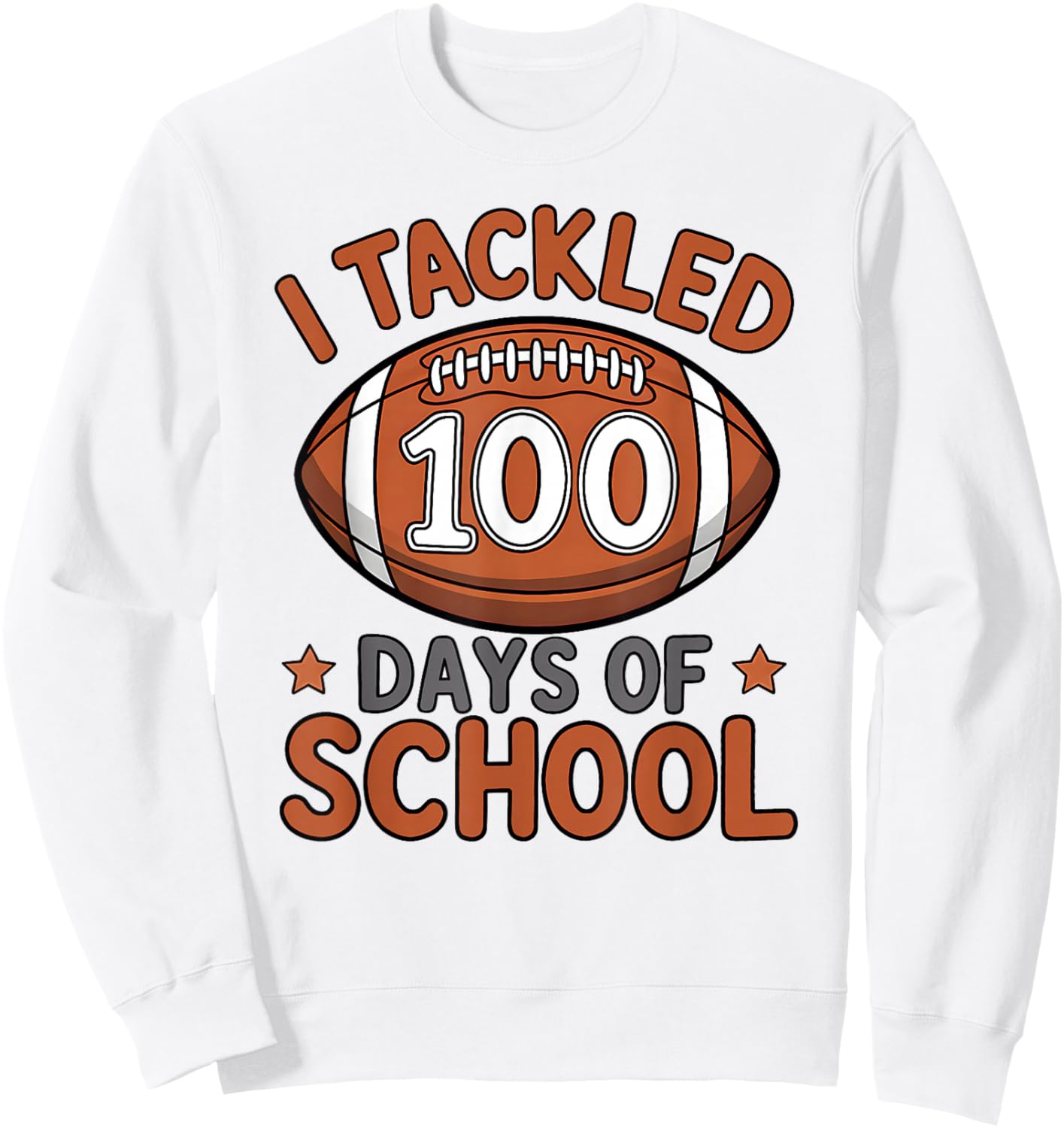 100th Day of School Football Boys Kids 100 Days of School Sweatshirt - Sweatshirt | White