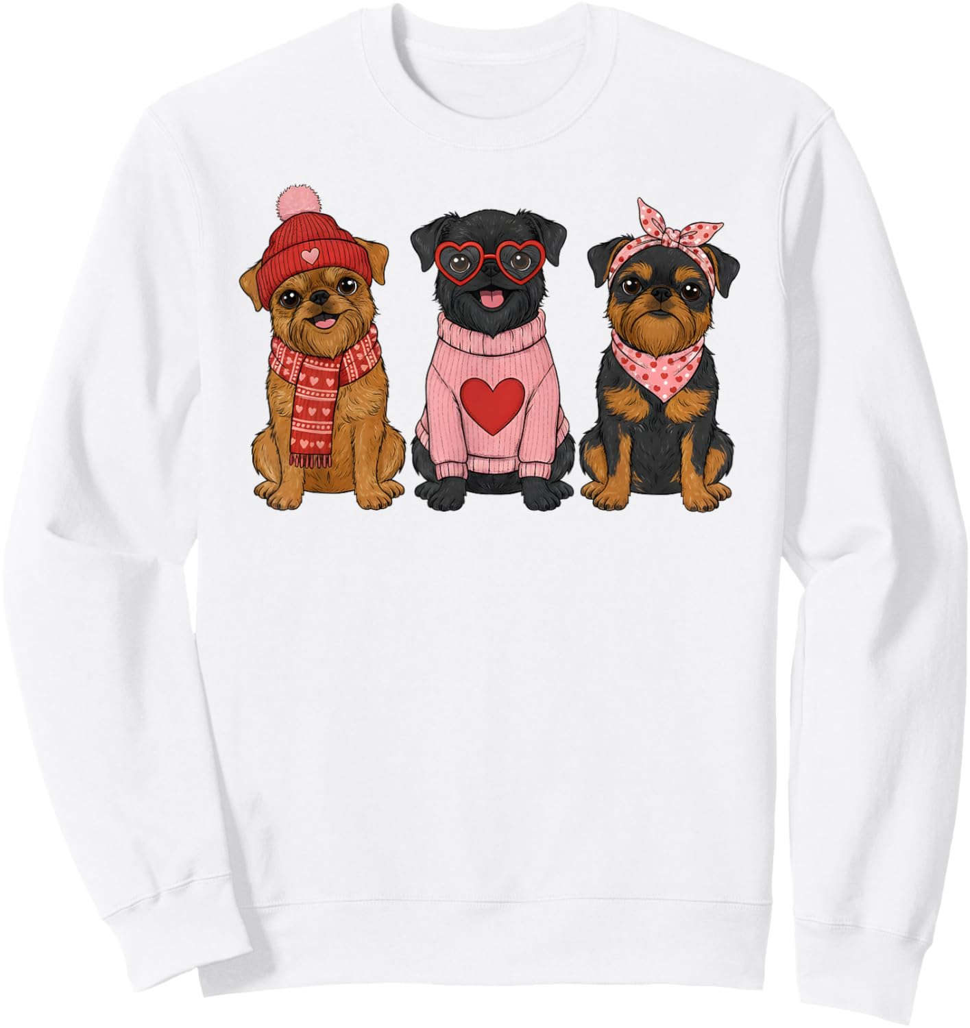 Cute Brussels Griffon Valentine Dog Sweatshirt - Sweatshirt | White