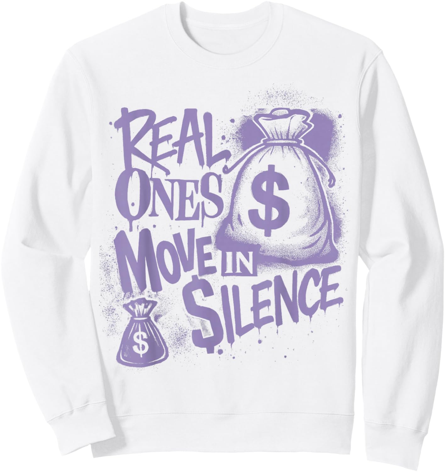 Hydrangeas Wild Grape White Purple Graphic Match Sweatshirt - Sweatshirt | White