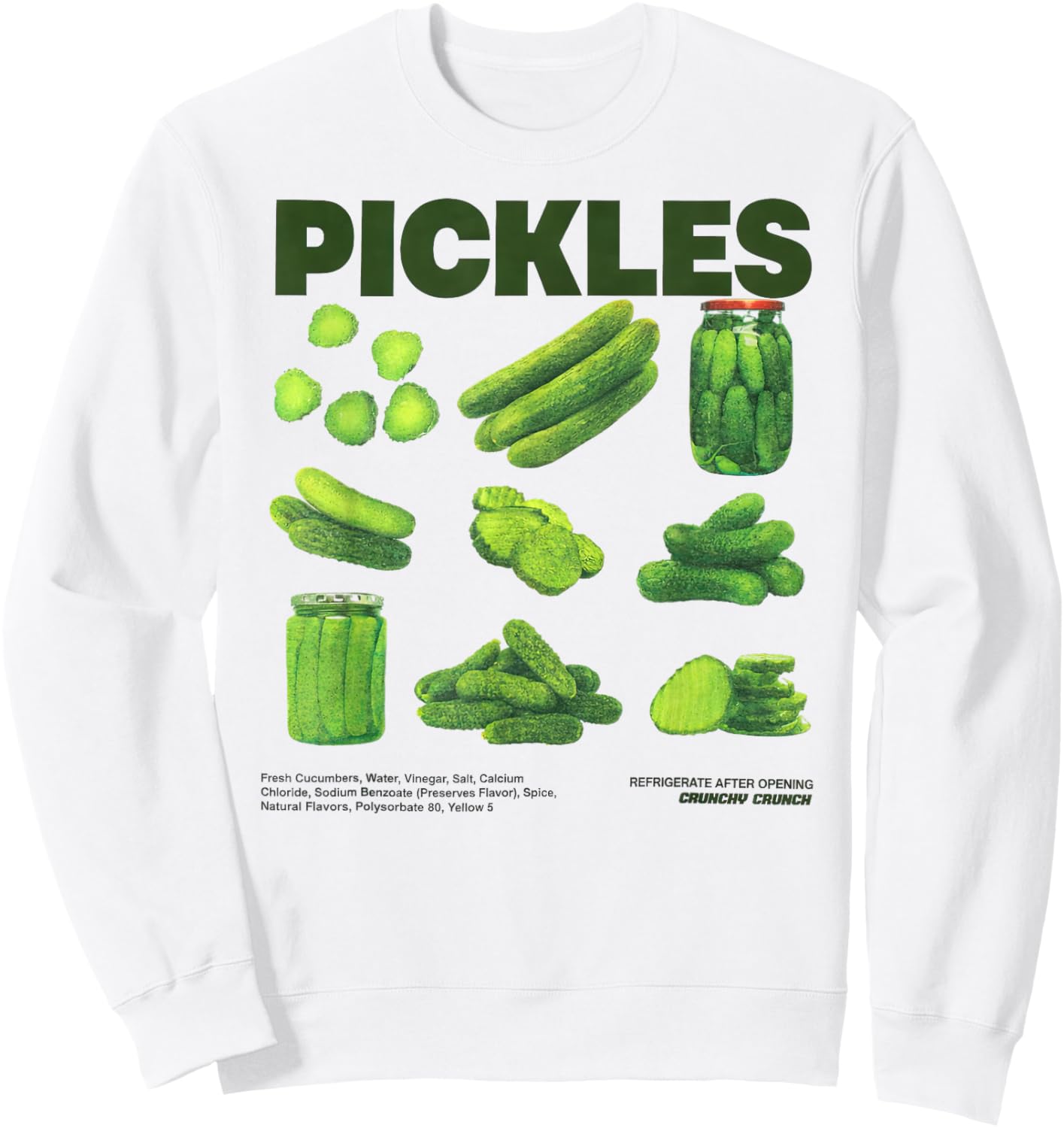 Retro Dill Pickle Chart Crunchy Crunch Food Lover Sweatshirt - Sweatshirt | White