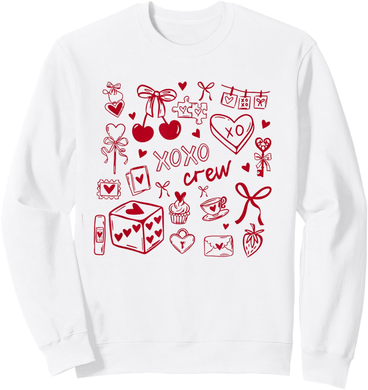 Women XOXO Crew Valentine's Day Galentine's Day Matching Sweatshirt - Sweatshirt | White