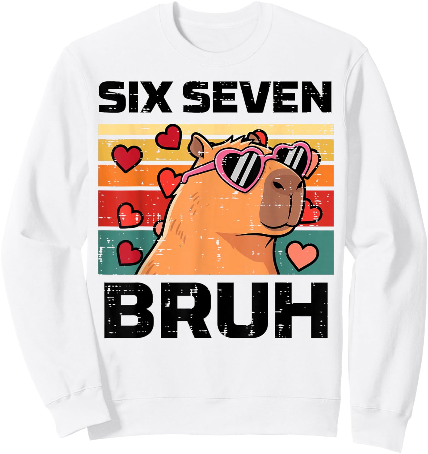 Six Seven Bruh Capybara 6 7 Valentines Day Kids Boys Youth Sweatshirt - Sweatshirt | White