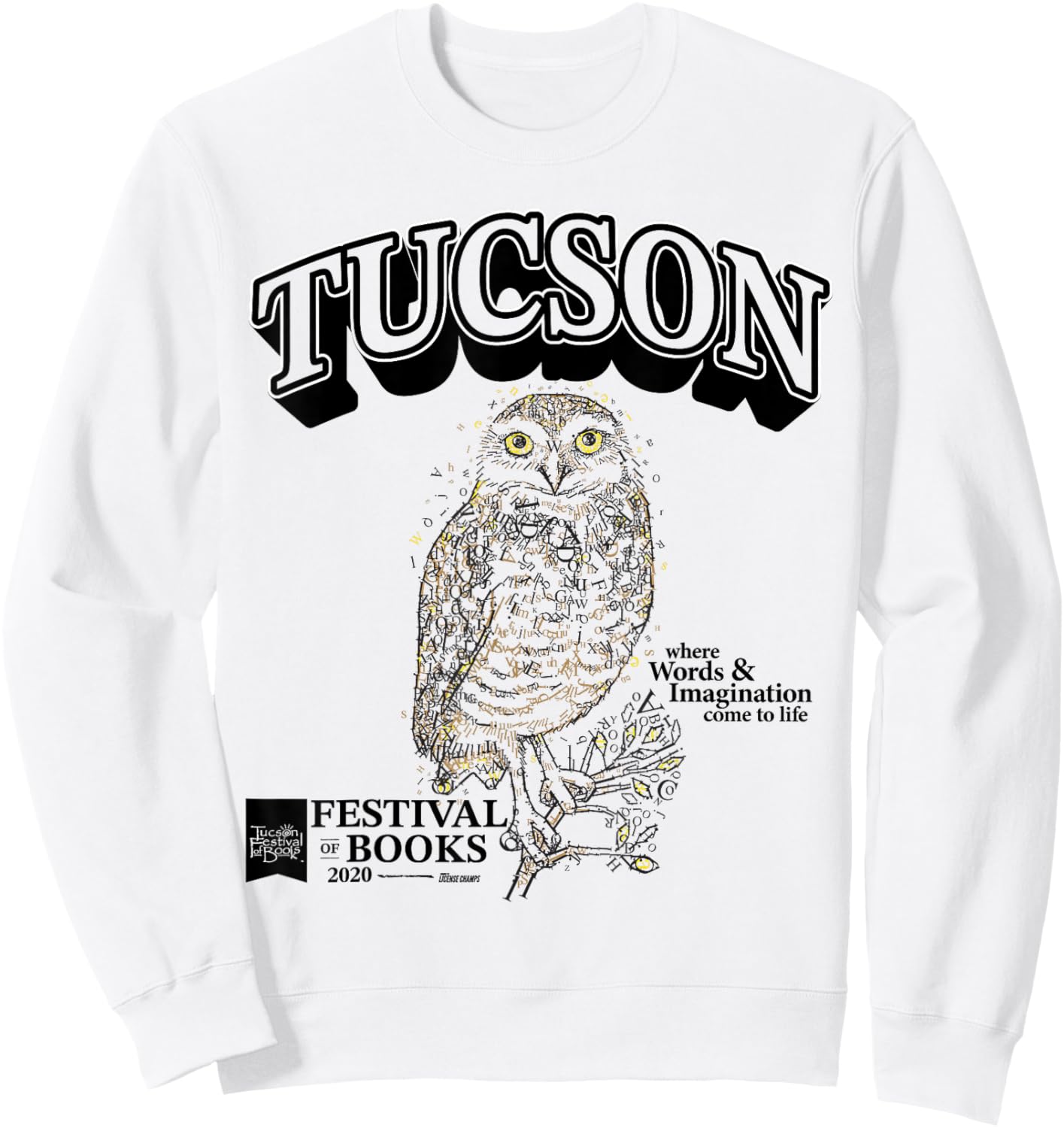 Tucson Festival of Books | TFOB 2020 | Owl Mascot Sweatshirt - Sweatshirt | White