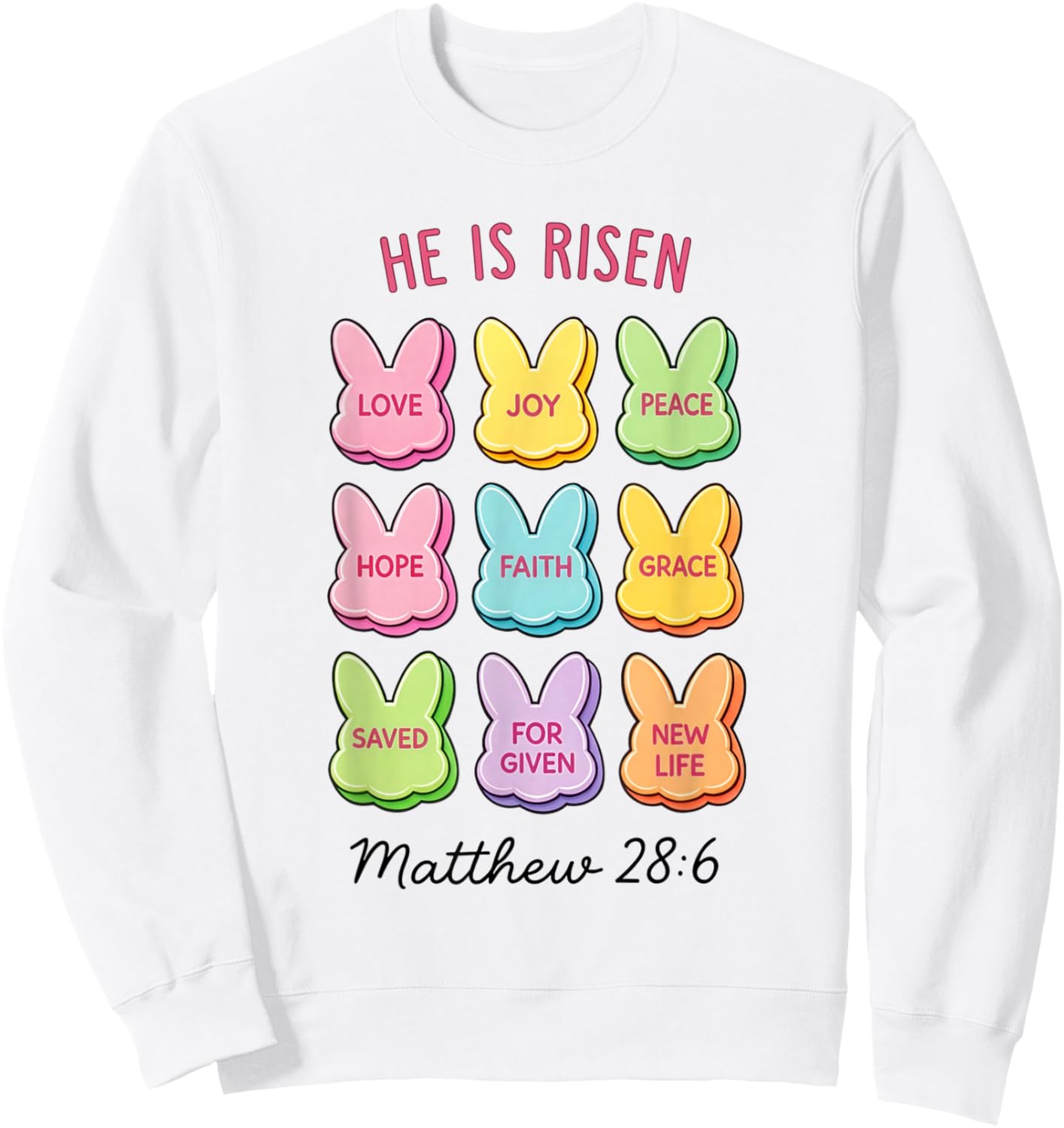 He is Risen Christian Bunny Easter Day Women Sweatshirt - Sweatshirt | White