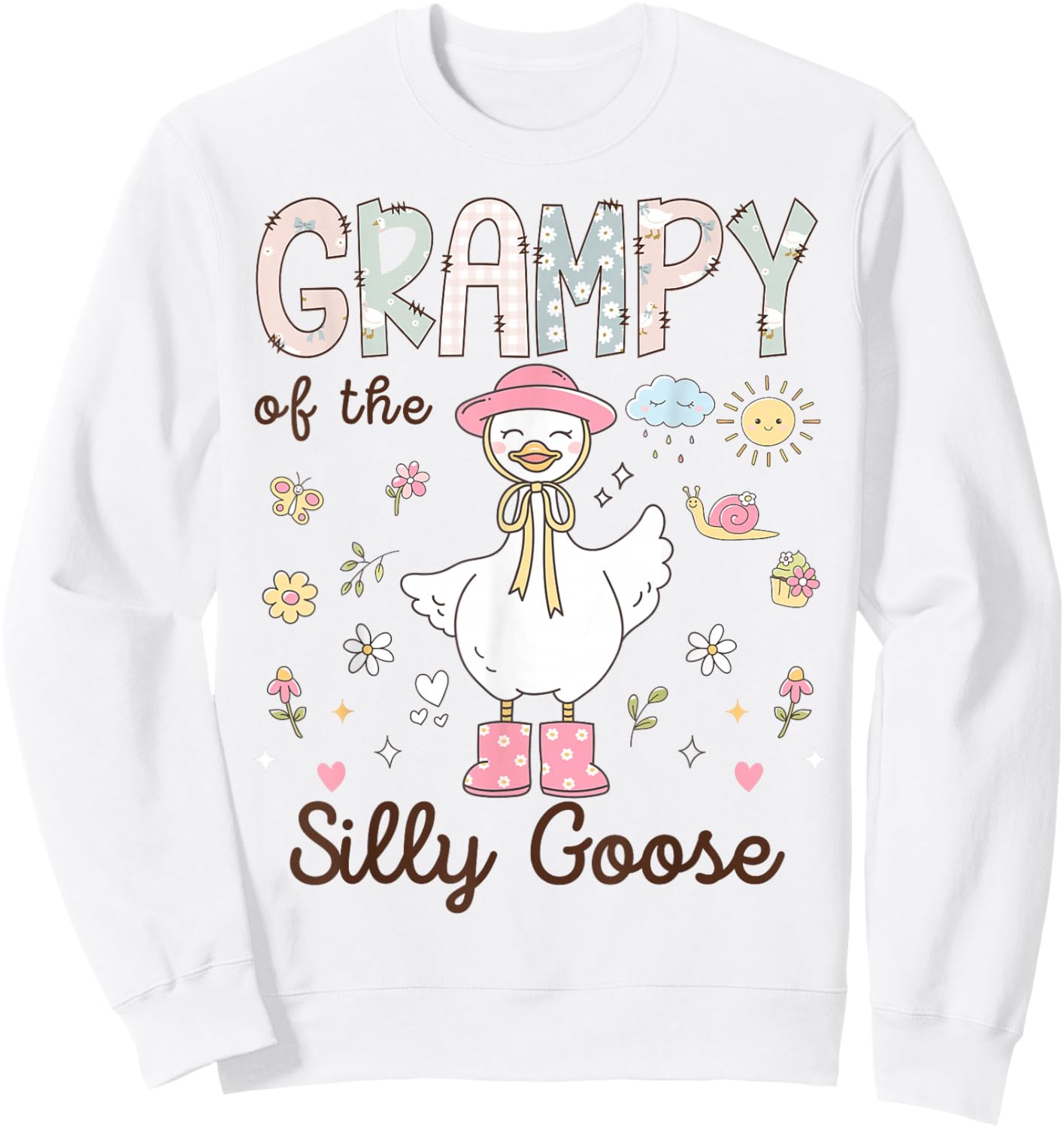 Grampy of The Silly Goose First Birthday Girl Family Sweatshirt - Sweatshirt | White