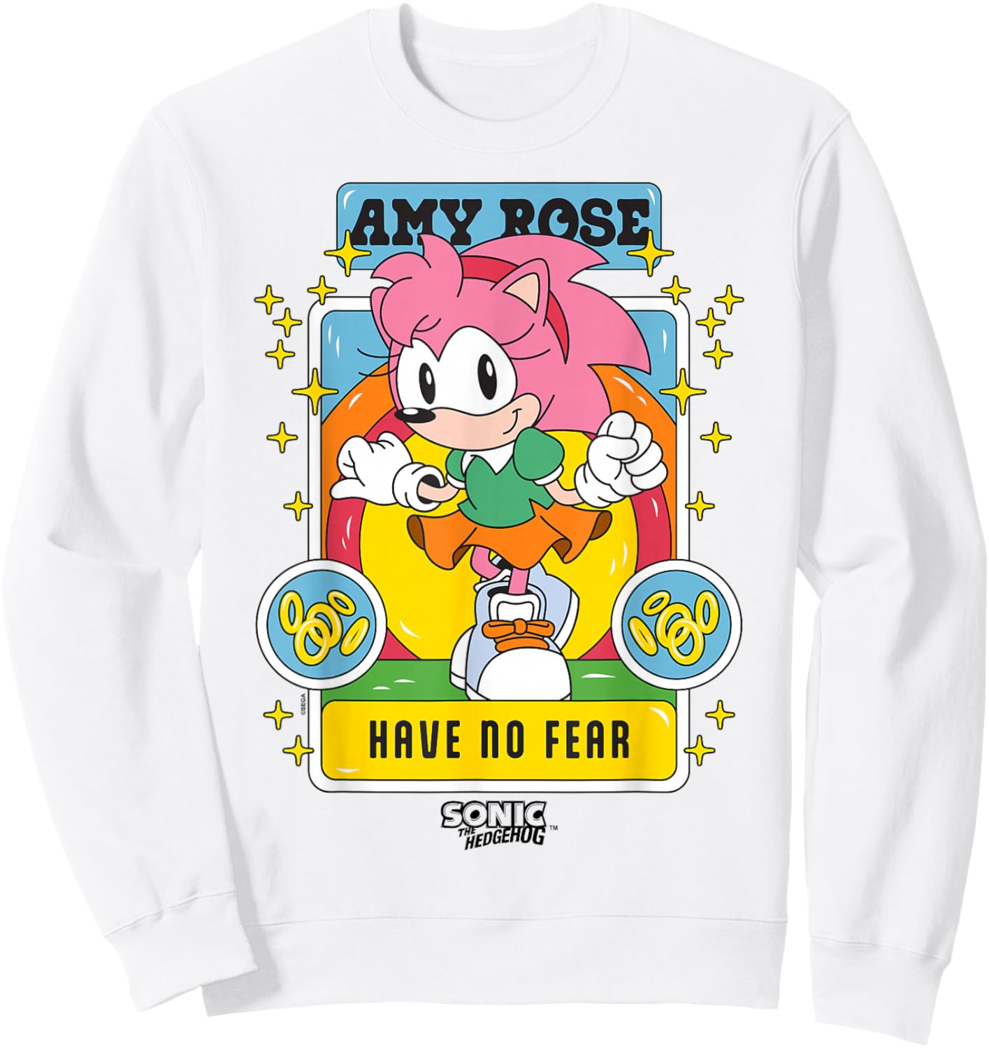 Sonic The Hedgehog Amy Rose Have No Fear Vibrant Pop Art Sweatshirt - Sweatshirt | White