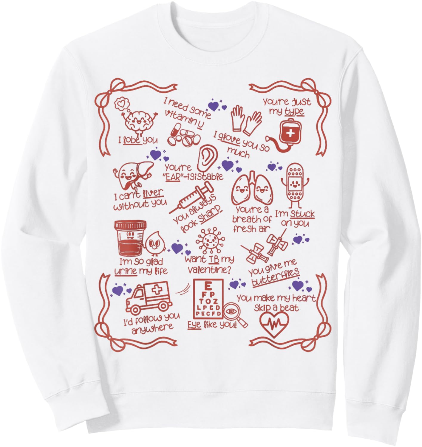 Funny Valentines Nurse Pediatric Nurse Valentine Nursing Sweatshirt - Sweatshirt | White