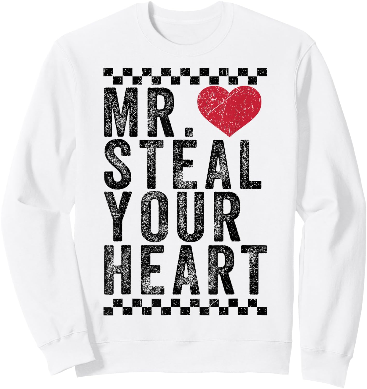 Funny Valentines Day Mr. Steal Your Heart Toddler Kids Boys Sweatshirt - Sweatshirt | White