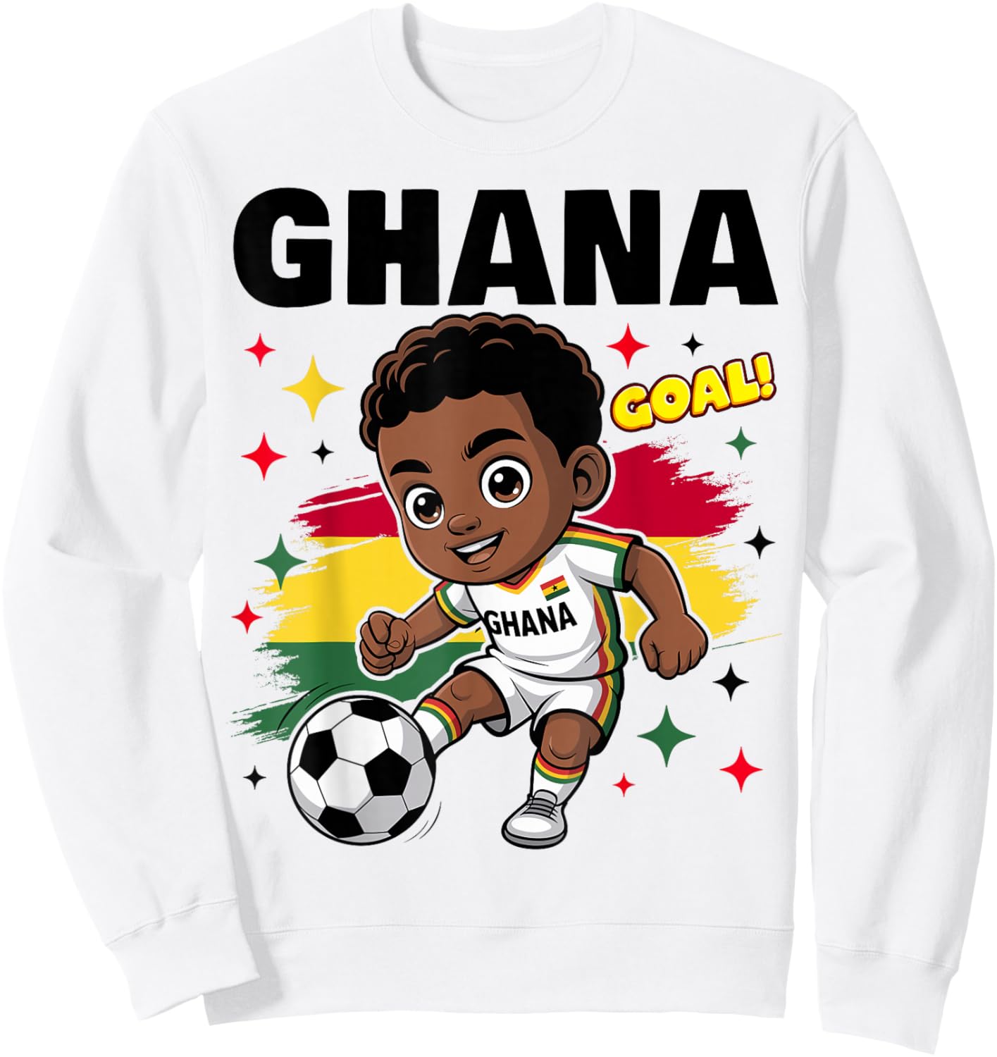 Ghana Kid Goal Cartoon Ghana Flag for Kids Sweatshirt - Sweatshirt | White