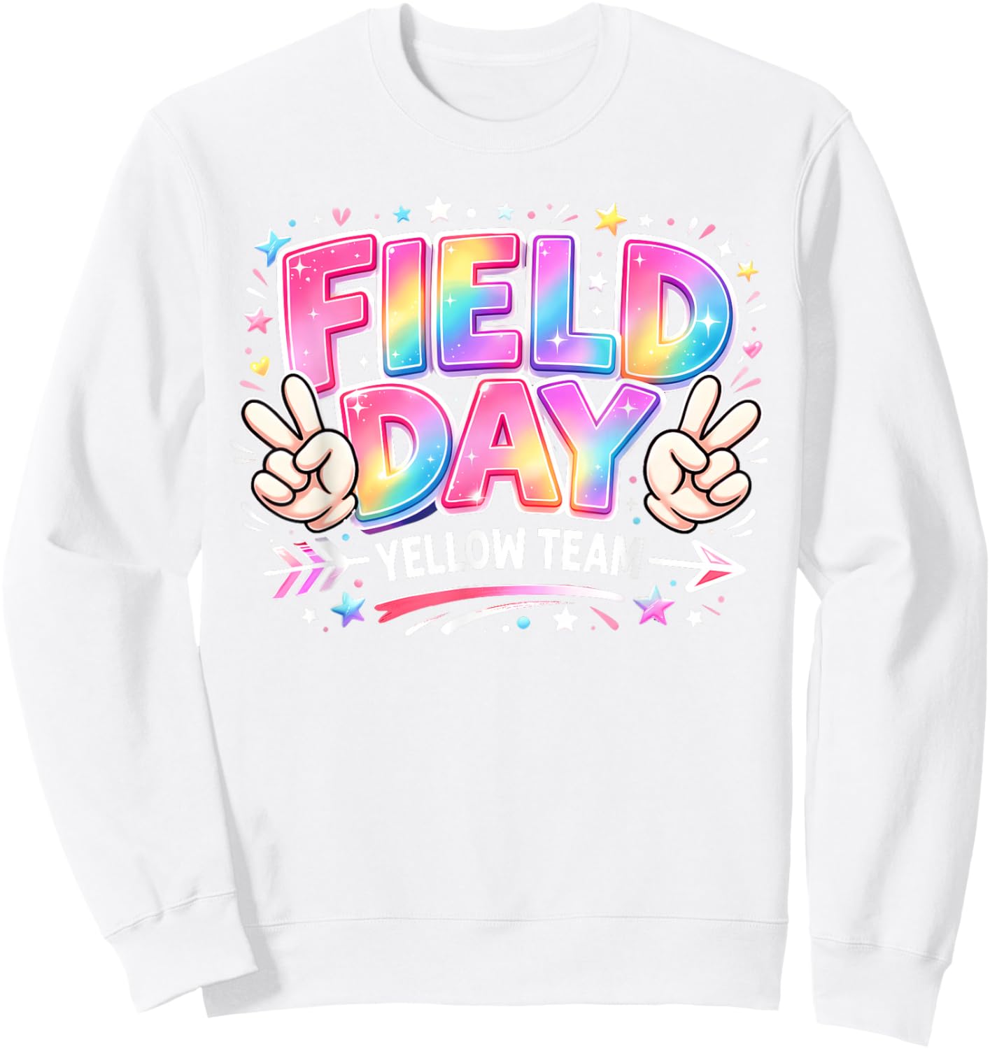 Field Day Yellow Team Peace Hand Pastel Men Women Kid Sweatshirt - Sweatshirt | White