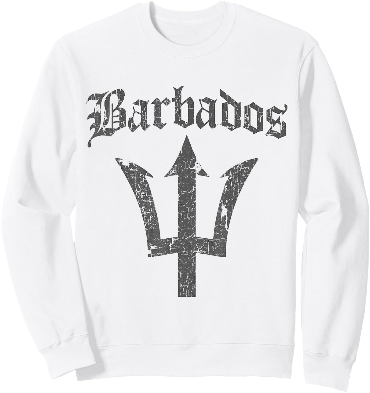 Vintage Barbadian Flag Barbados Sweatshirt - Sweatshirt | White