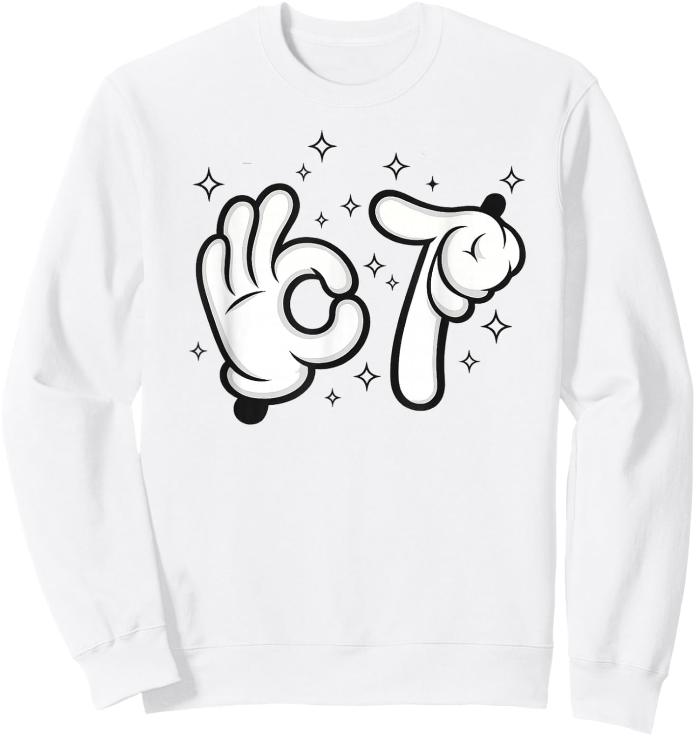 Six Seven Mouse Kids 67 Boys Youth 6-7 Meme Hands Funny Sweatshirt - Sweatshirt | White