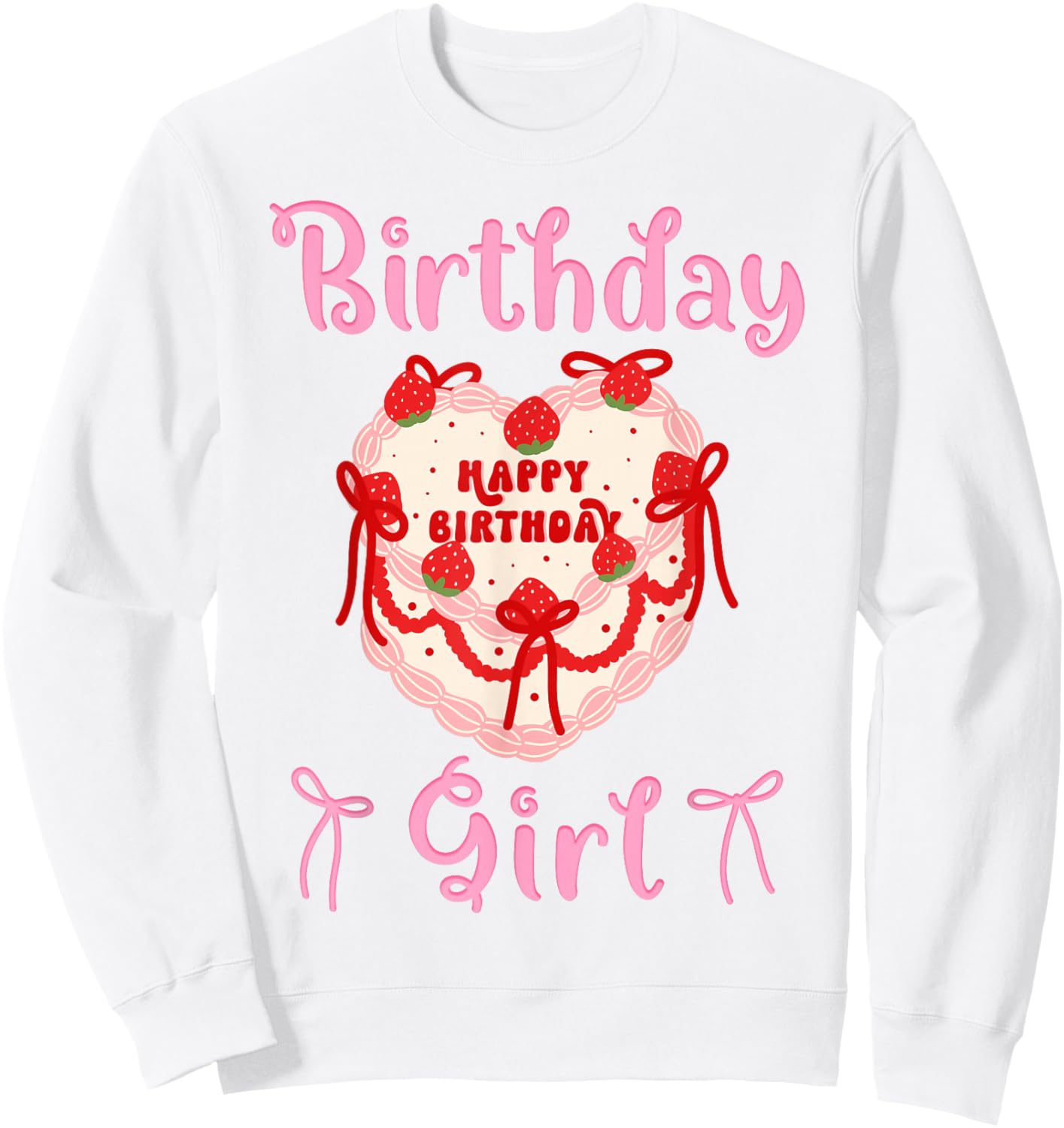 Happy Birthday Girl Coquette Bow for Daughter Sister Or Twin Sweatshirt - Sweatshirt | White