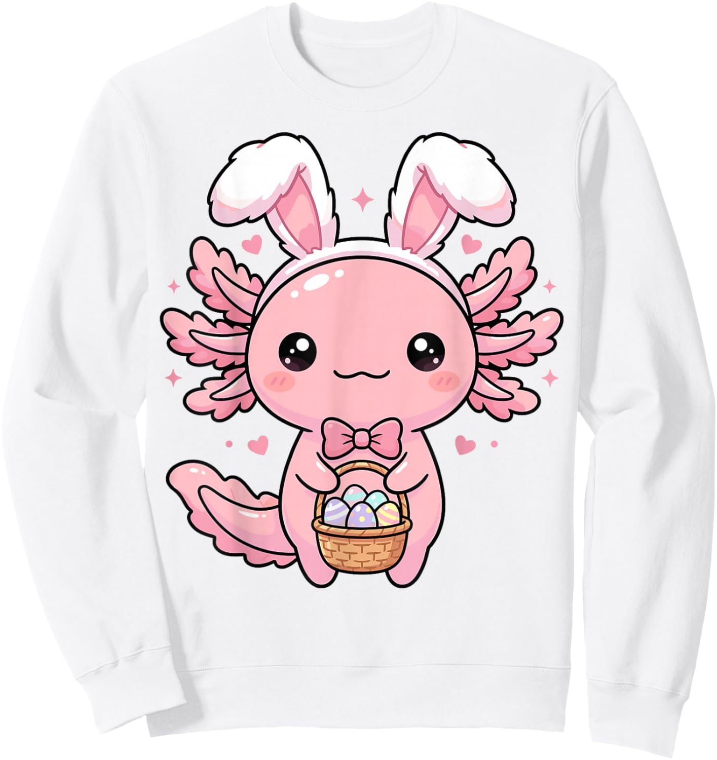 Axolotl Bunny Eggs Cute Girls Kids Boys Toddlers Easter Day Sweatshirt - Sweatshirt | White