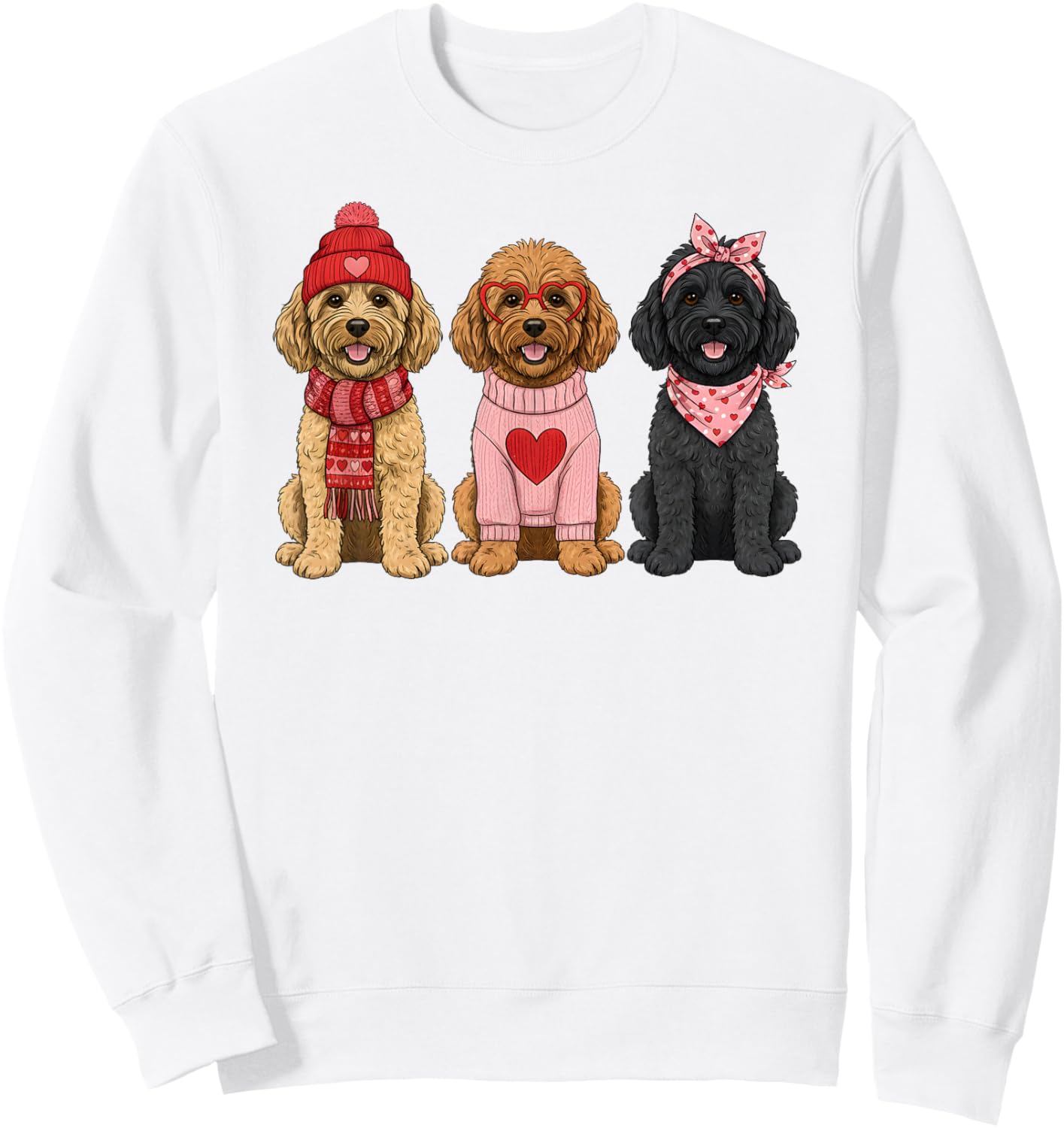 Cute Goldendoodle Valentine Golden Doodle Dog Sweatshirt - Sweatshirt | White