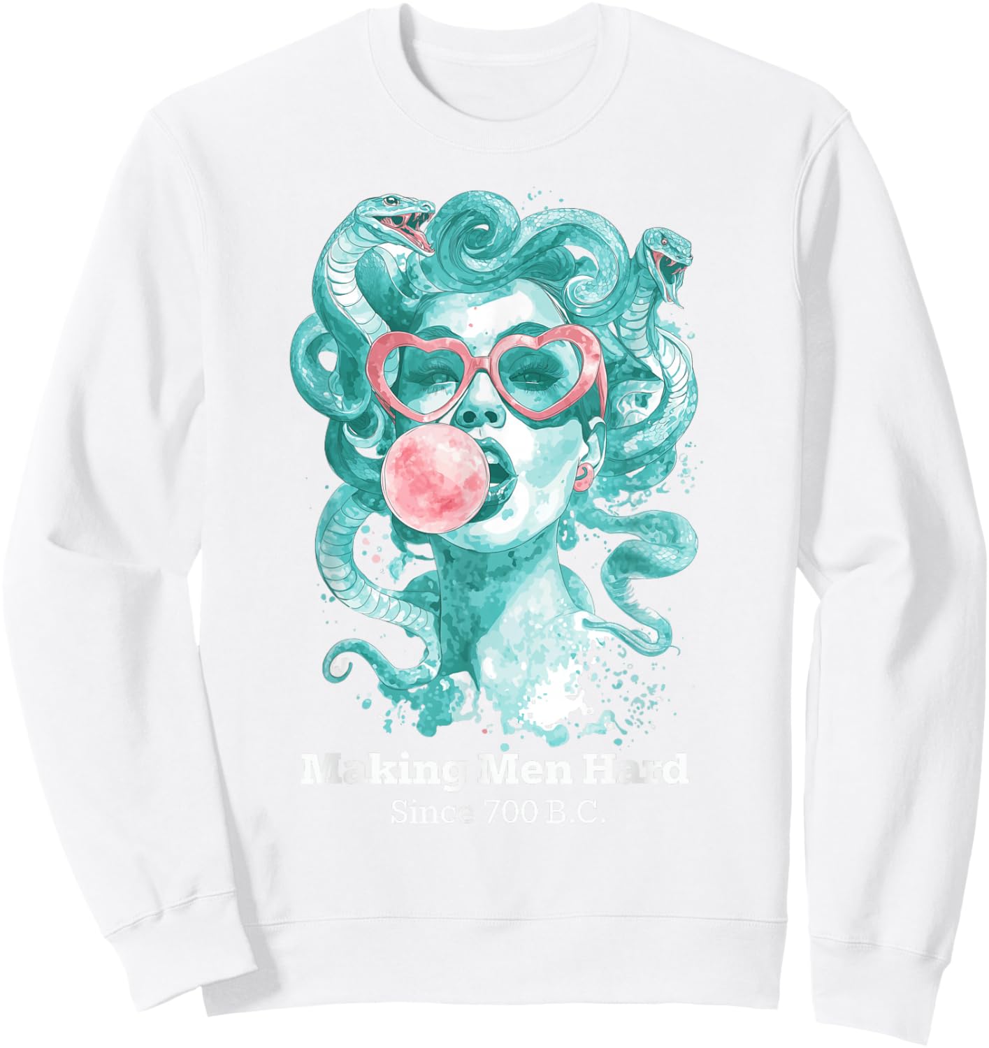 Making Men Hard Since 700 BC Feminist Medusa Bubblegum Women Sweatshirt - Sweatshirt | White