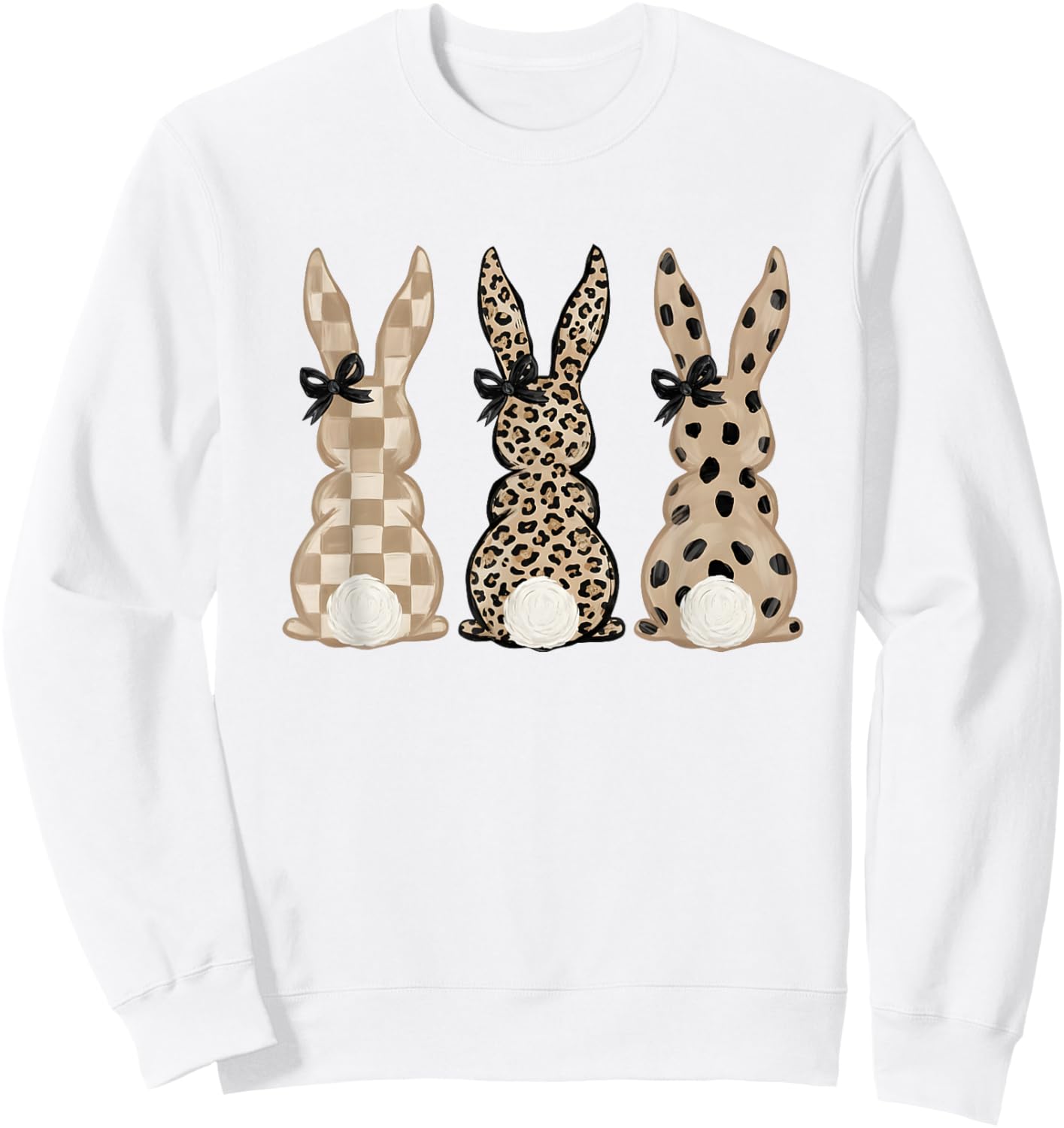 Cute Pink Leopard Eggs Happy Easter Bunny Rabbit Sweatshirt - Sweatshirt | White