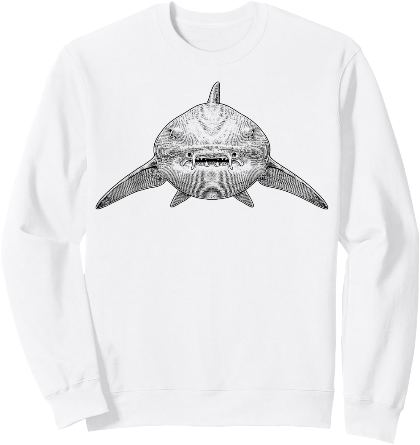 Nurse Shark Face Vintage Engraving Ocean Species Sweatshirt - Sweatshirt | White