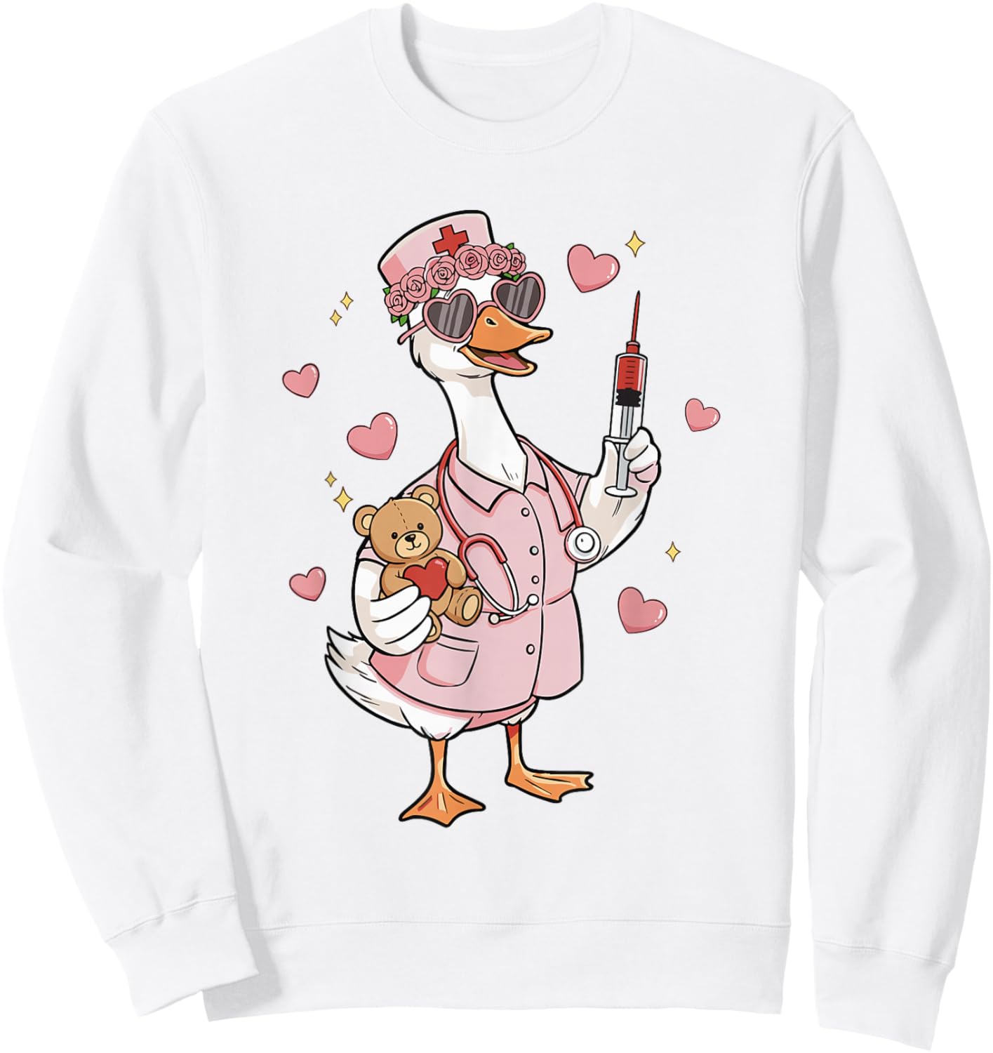 Pediatric Nurse Valentine's Day Funny Silly Goose Peds Sweatshirt - Sweatshirt | White