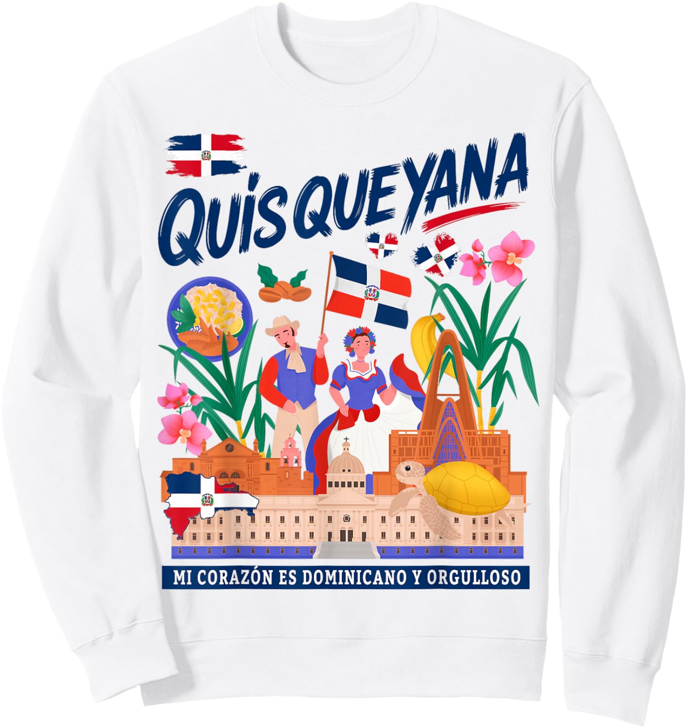 Dominican Flag Idea Women República Dominicana Quisqueyana Sweatshirt - Sweatshirt | White
