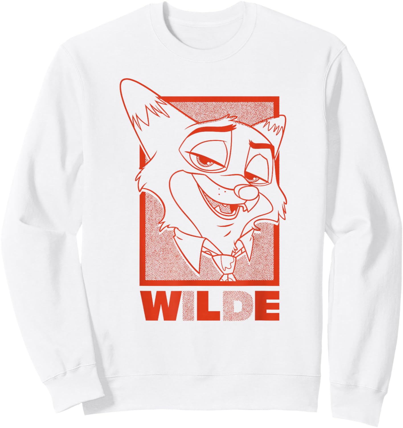 Disney Zootopia 2 Wilde Halftone Big Face Portrait Sweatshirt - Sweatshirt | White