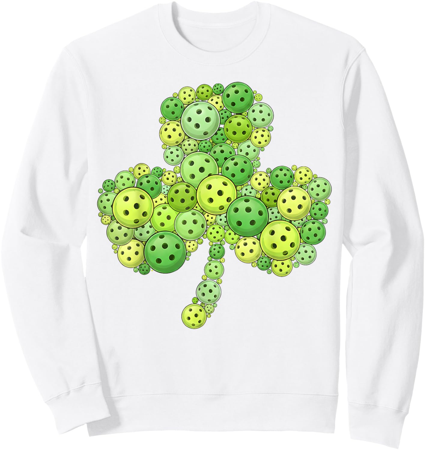 Pickleball Shamrock St Patrick’s Day Lucky Clover Irish Sweatshirt - Sweatshirt | White