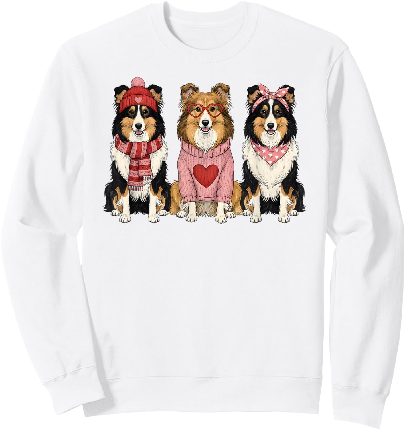 Cute Shetland Sheepdog Valentine Sheltie Dog Sweatshirt - Sweatshirt | White