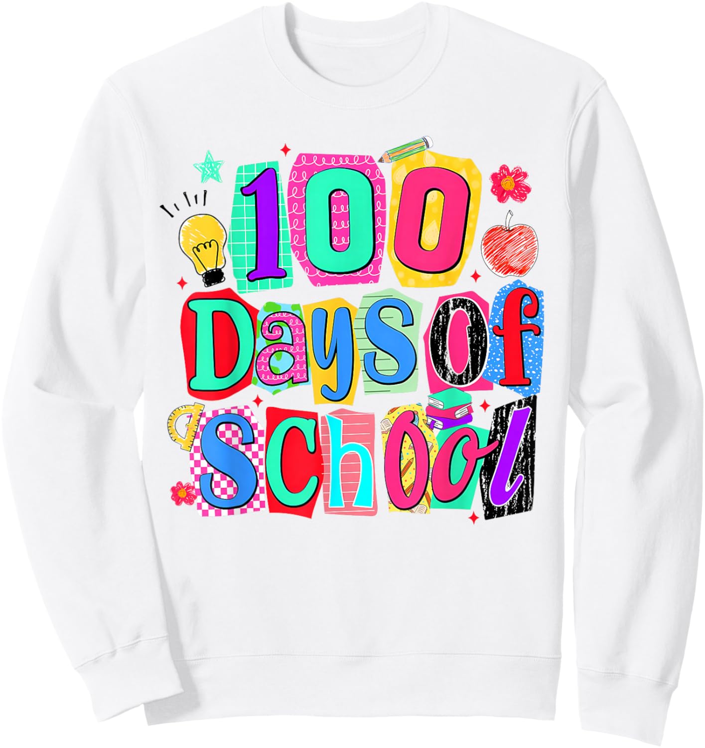 Preppy Floral 100 Days of School Teacher Student Sweatshirt - Sweatshirt | White