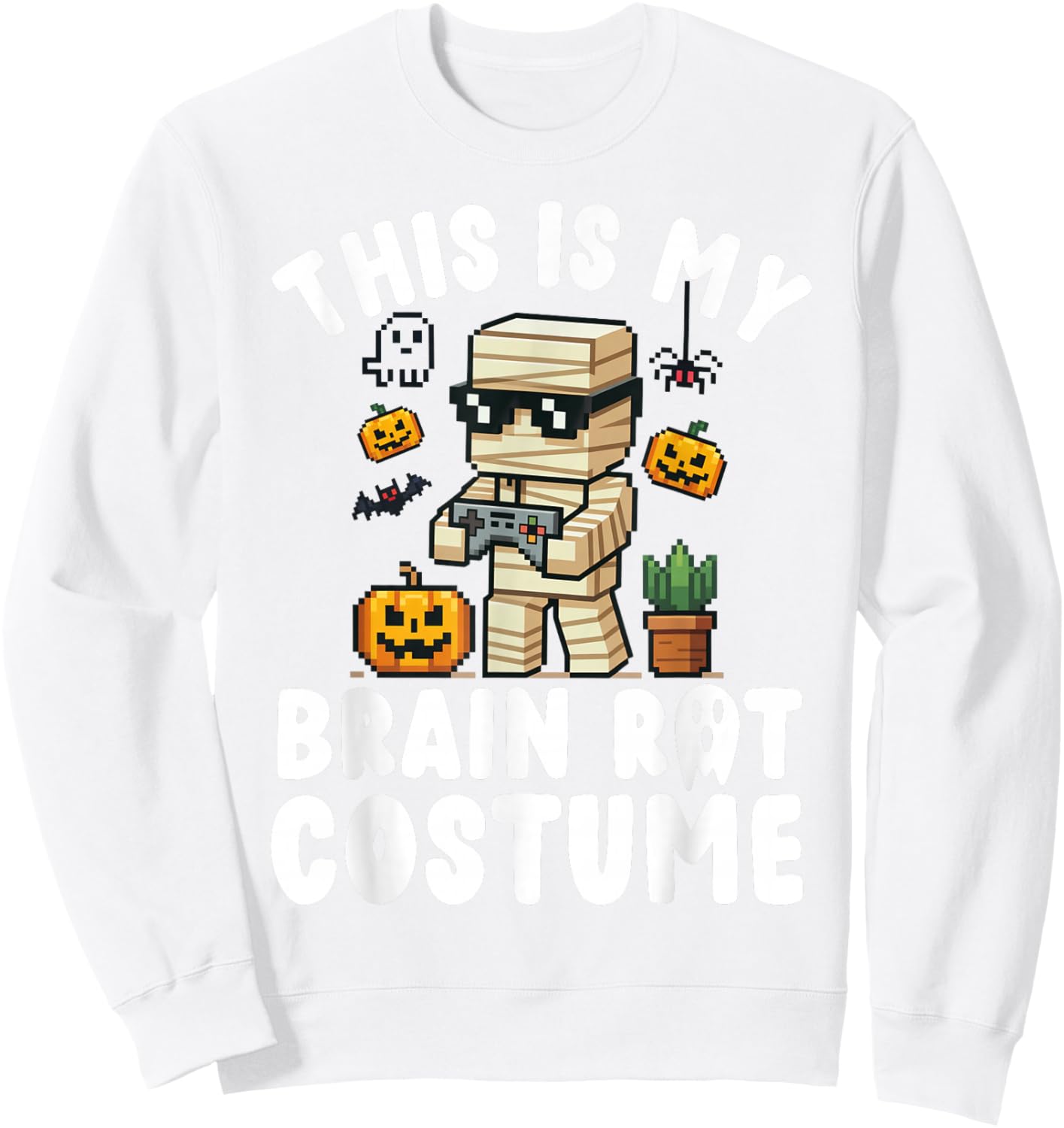 Brain Rot Halloween Shirt Costume Kids Brainrot Gamer Sweatshirt - Sweatshirt | White