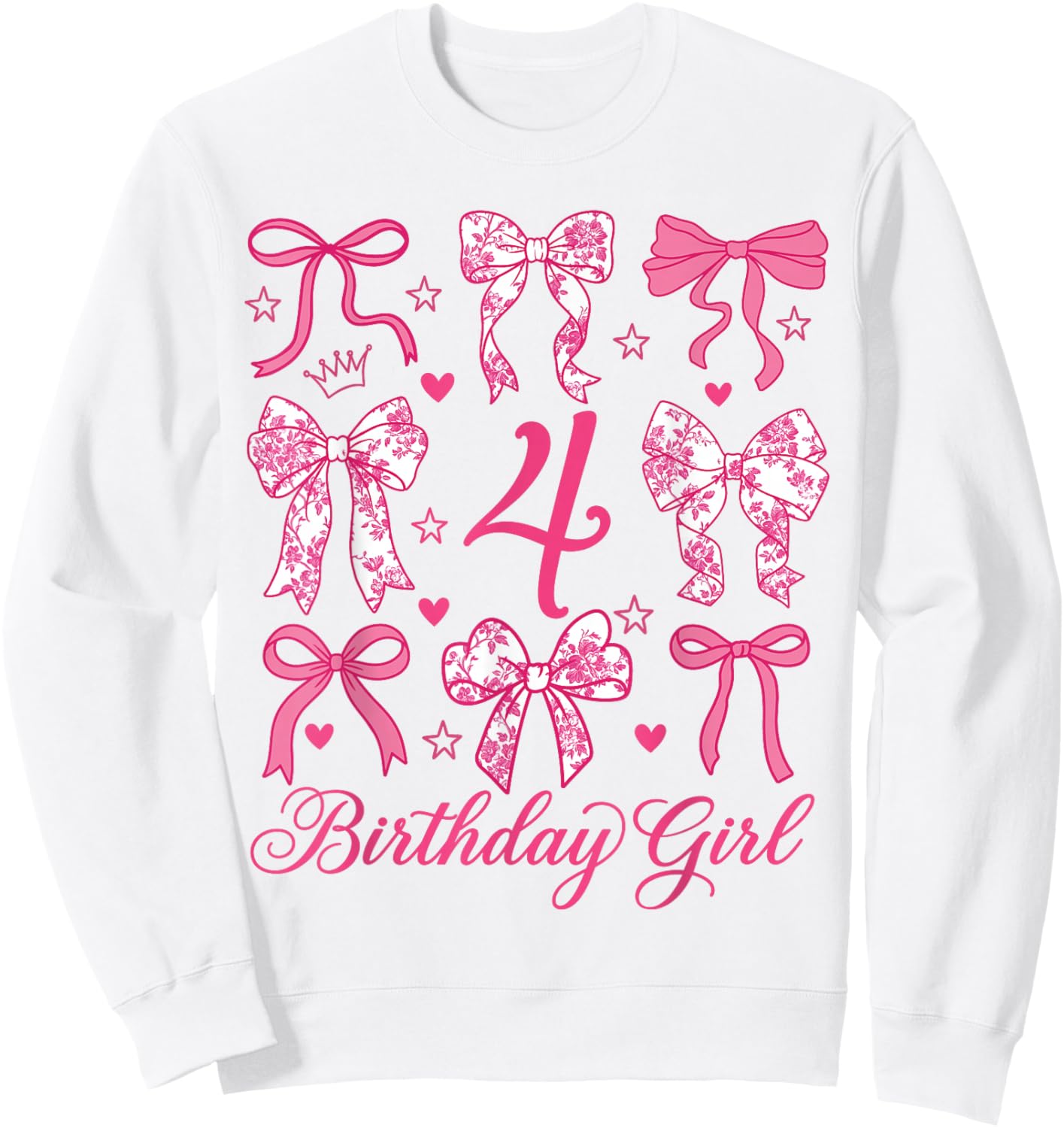 Cute It's My 4 Bday Coquette Bow 4th Birthday Girls Sweatshirt - Sweatshirt | White