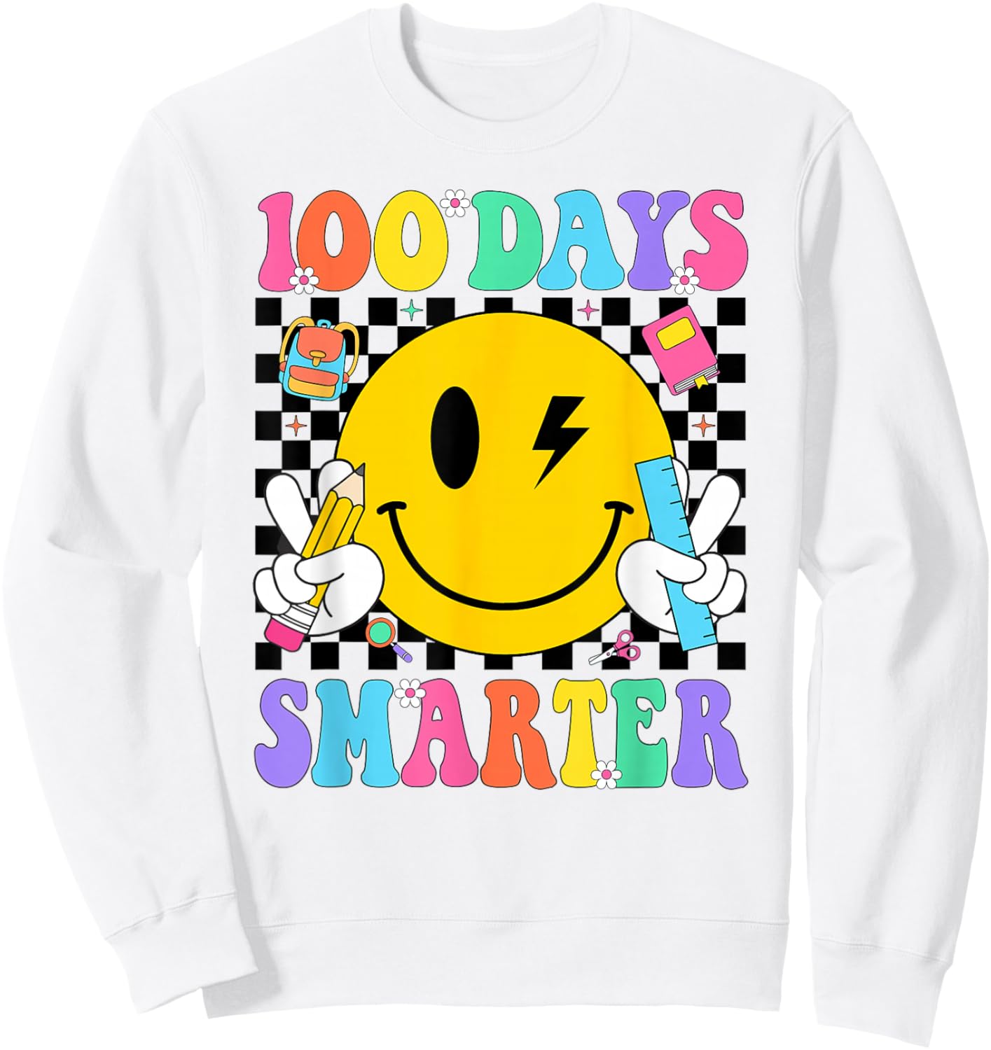 100 Days Smarter Teacher Kids 100th Day of School Girls Sweatshirt - Sweatshirt | White