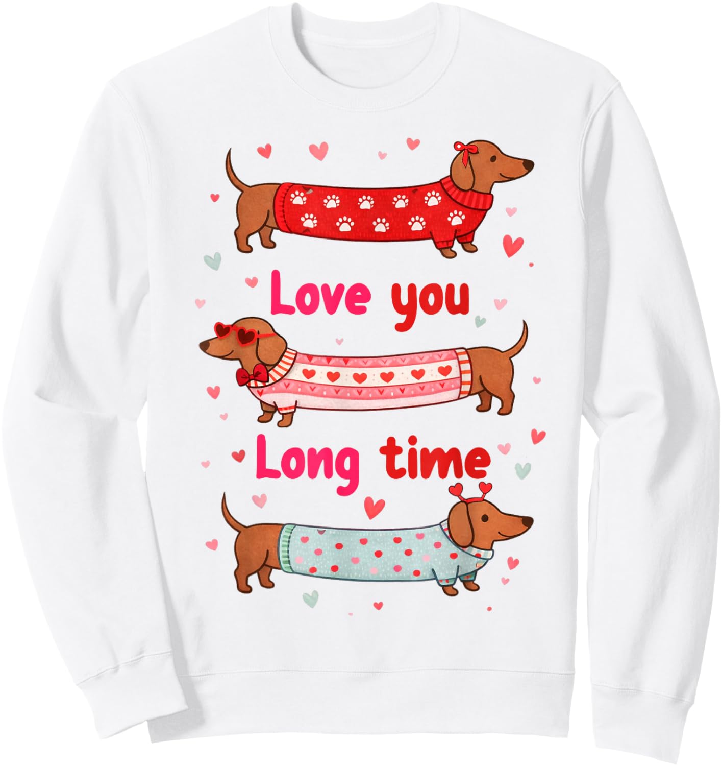 Valentines XOXO Dachshund Wiener Mom Loves You Long Time Sweatshirt - Sweatshirt | White