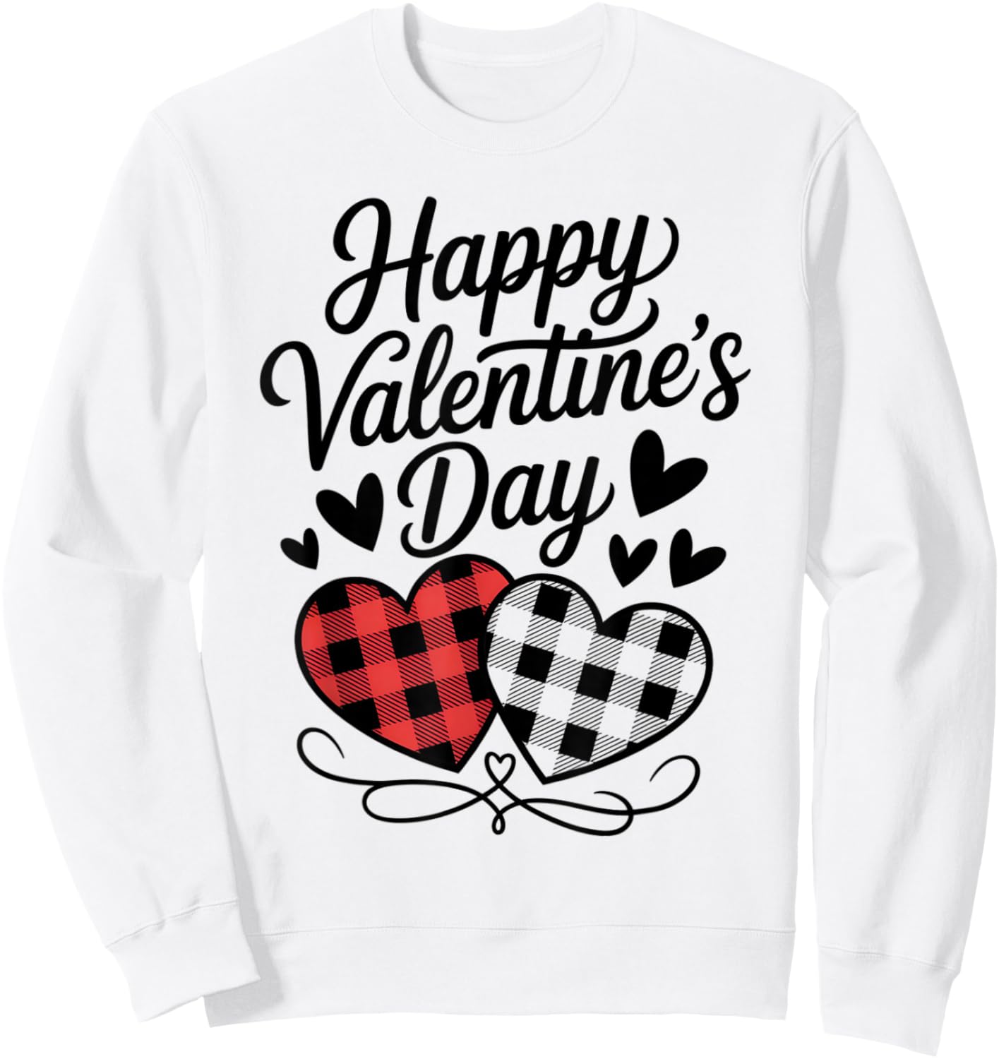 Happy Valentines Day Plaid Hearts Cute Love Sweatshirt - Sweatshirt | White