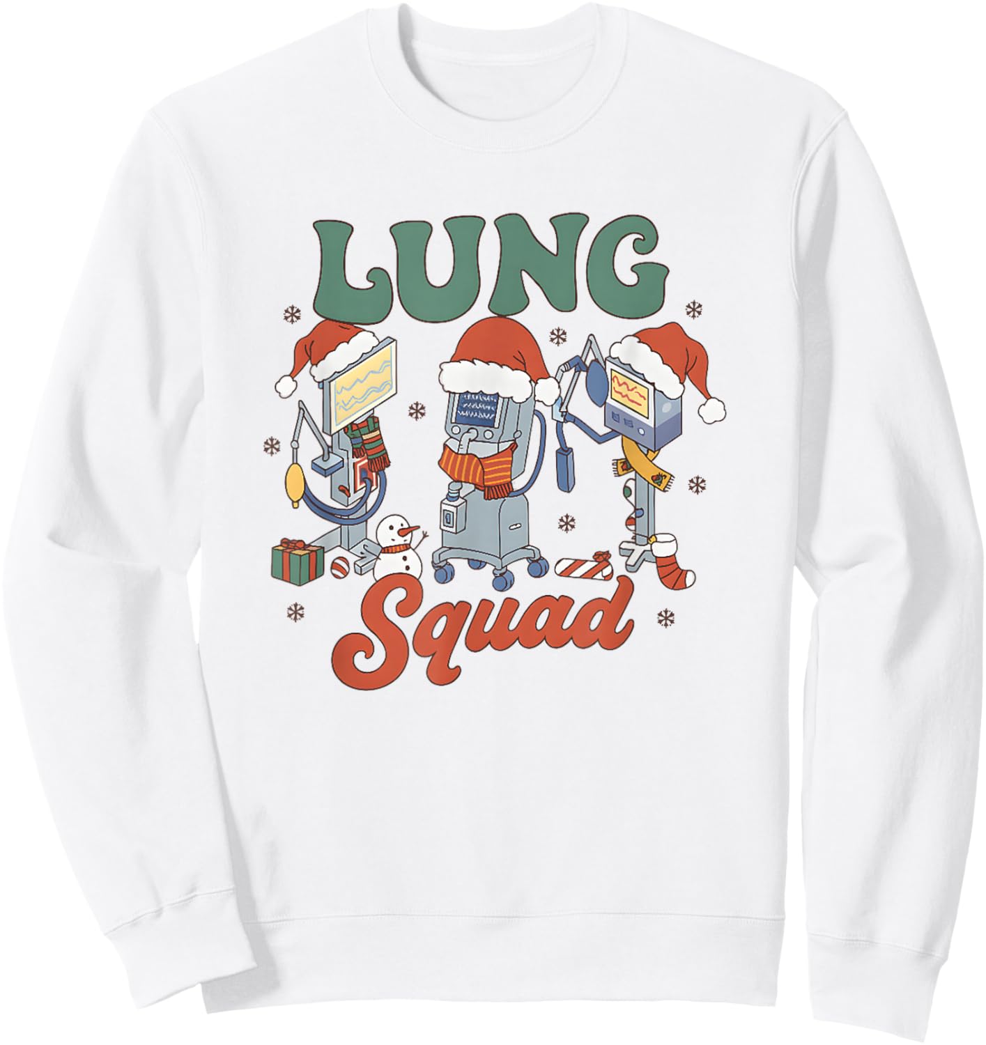 Lung Squad Christmas Respiratory Therapist Holiday Sweatshirt - Sweatshirt | White