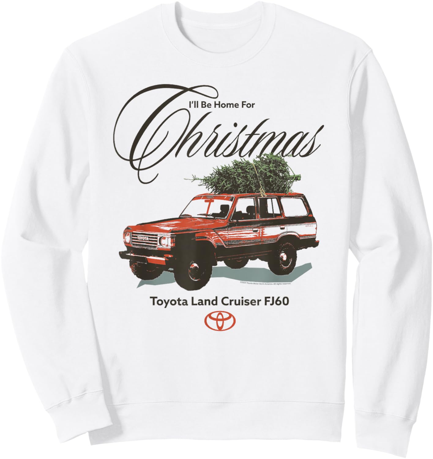 Toyota I'll Be Home for Christmas Toyota Land Cruiser FJ60 Sweatshirt - Sweatshirt | White