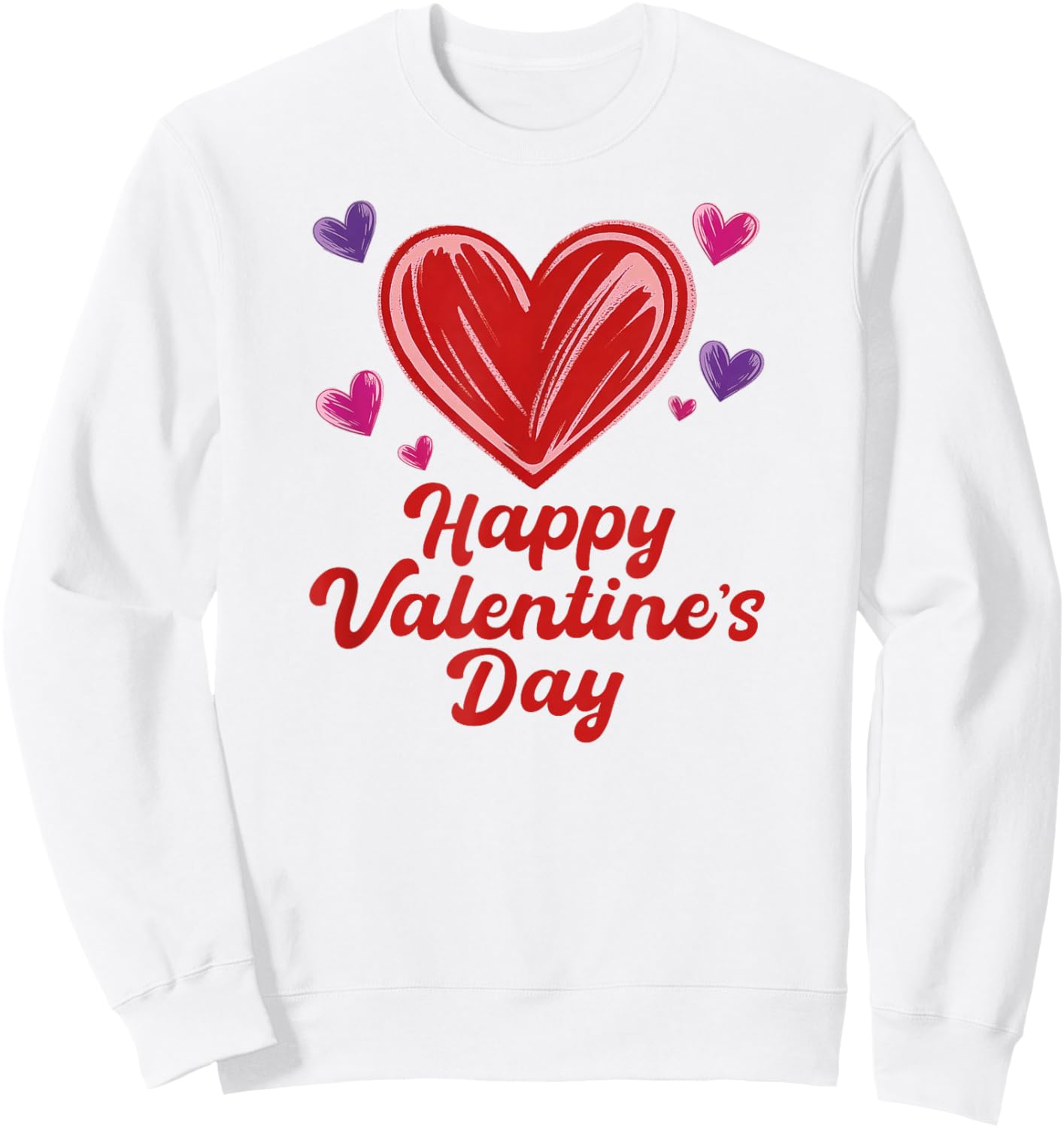 Happy Valentine's Day Scribble Hearts Sweatshirt - Sweatshirt | White