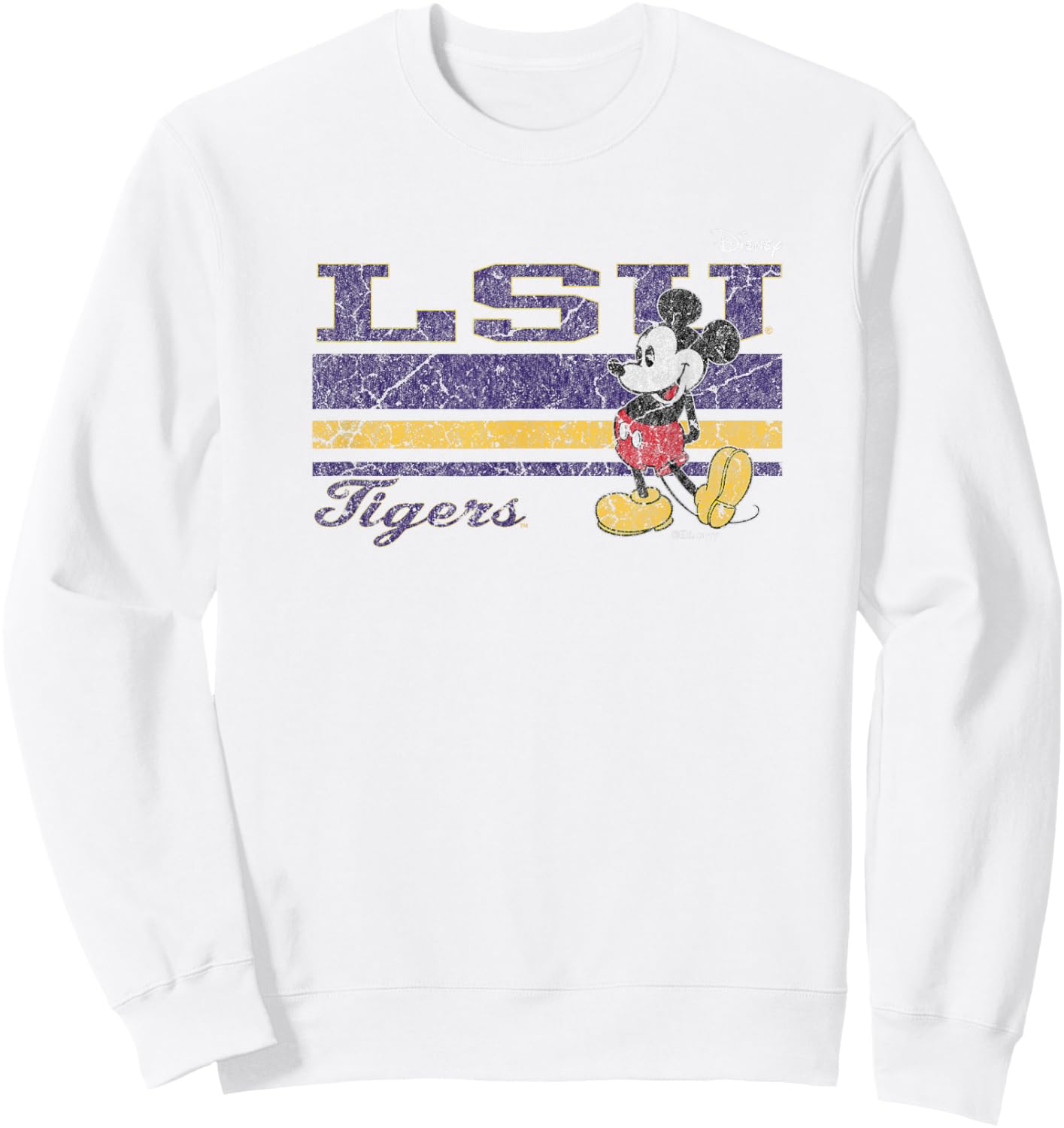 LSU Tigers Mickey Mouse Vintage Gray Officially Licensed Sweatshirt - Sweatshirt | White