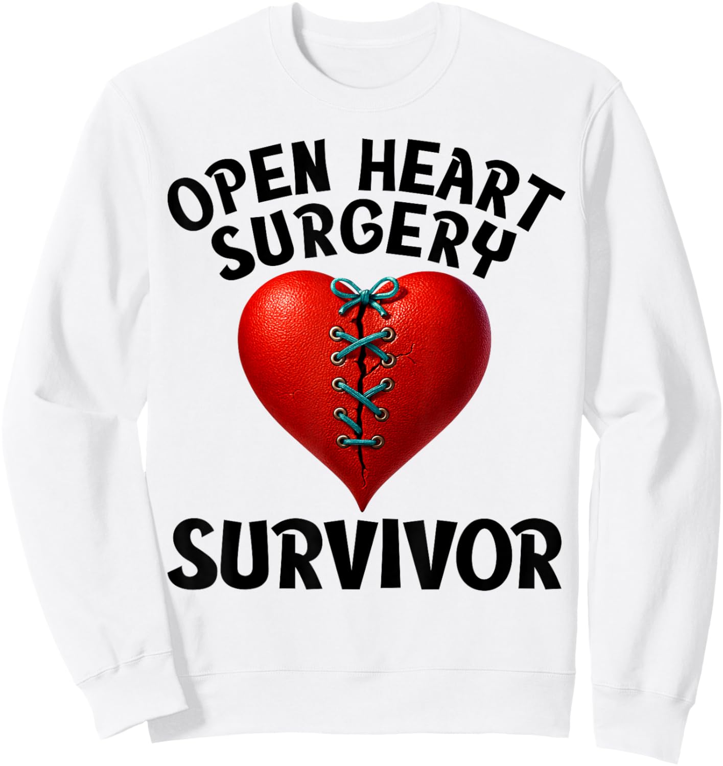 Open Heart Surgery Survivor Stitched Heart Men Women Sweatshirt - Sweatshirt | White