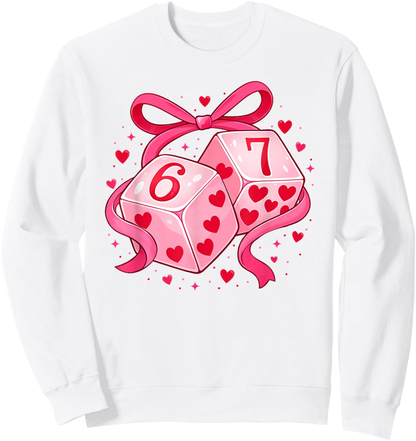 Preppy 67 Six Seven Dice 67 Meme Women Girls Valentines Day Sweatshirt - Sweatshirt | White