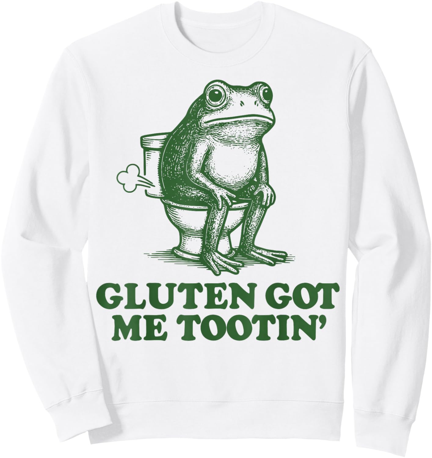 Gluten Got Me Tootin Frog Sweatshirt - Sweatshirt | White