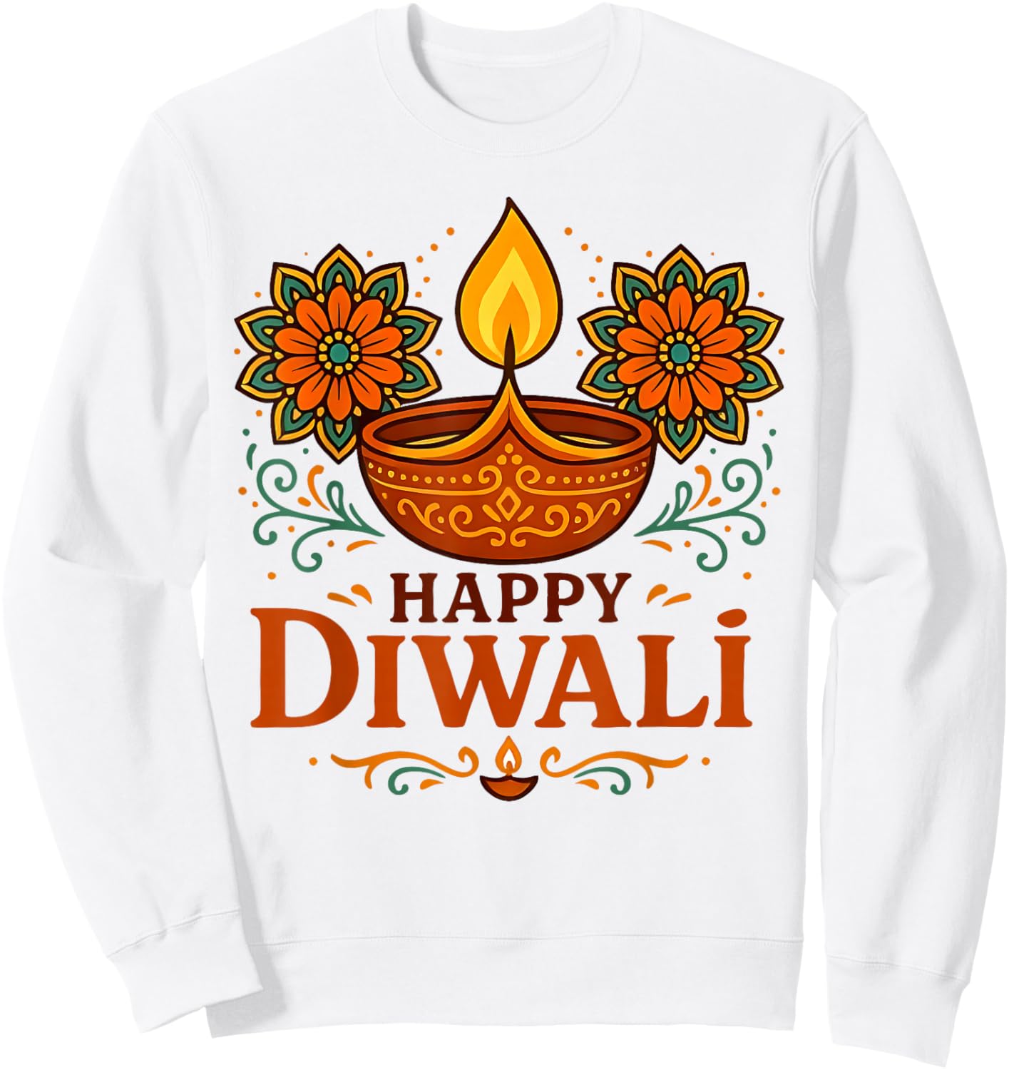 Happy Diwali Festival of Lights Indian Adults Kids Toddlers Sweatshirt - Sweatshirt | White