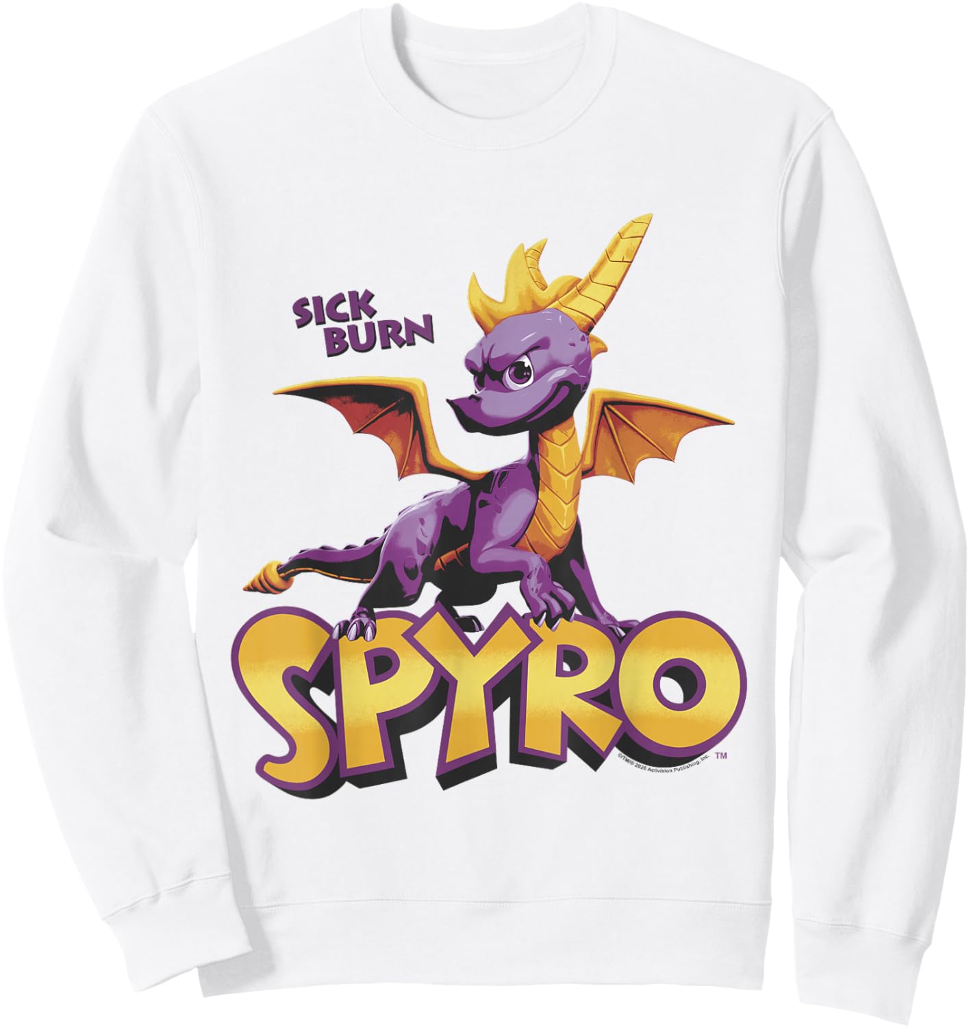 Sick Burn Vintage Purple Dragon with Logo Video Game Sweatshirt - Sweatshirt | White