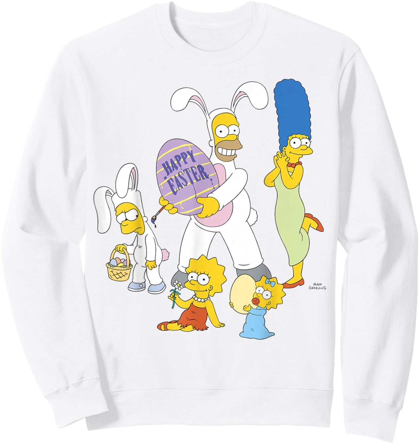 The Simpsons Happy Easter Family Wearing Bunny Costumes Sweatshirt - Sweatshirt | White